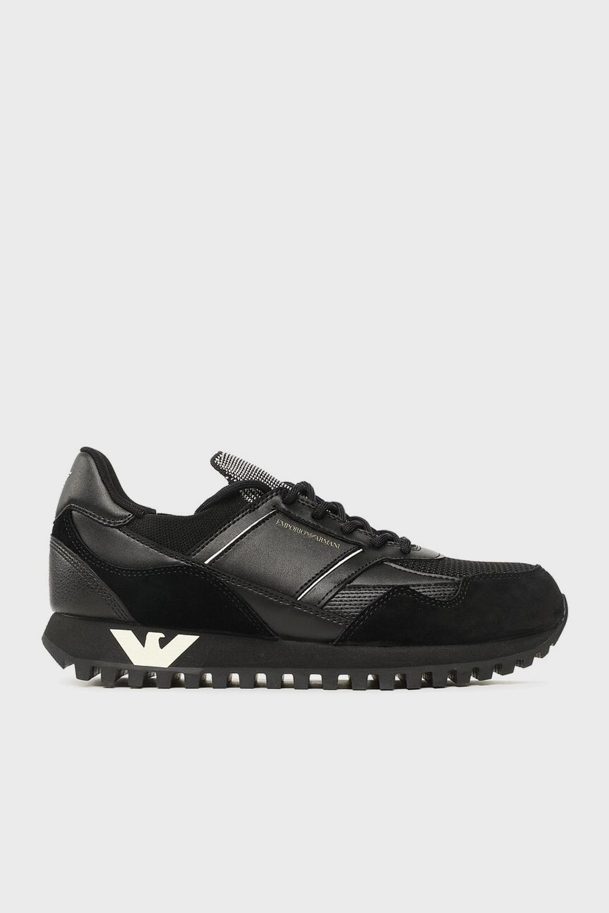 Emporio Armani Emporıo Armani Erkek Logolu Bağcıklı Günlük Kullanım Siyah Sneaker X4X616 XN632-T623