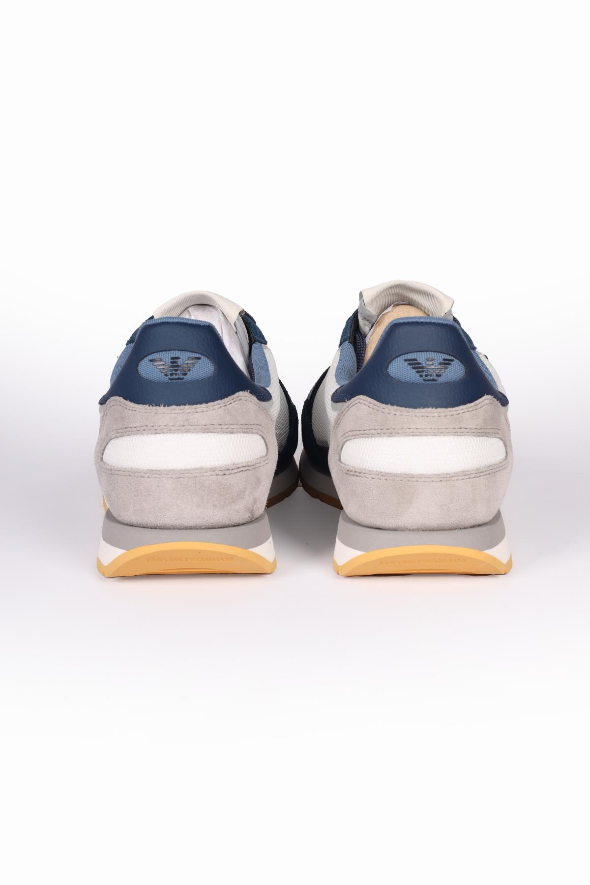 Emporio Armani Emporıo Armani Erkek Logolu Normal Kalıp Bağcıklı Günlük Mavi Sneaker X4X537 XN730-S702