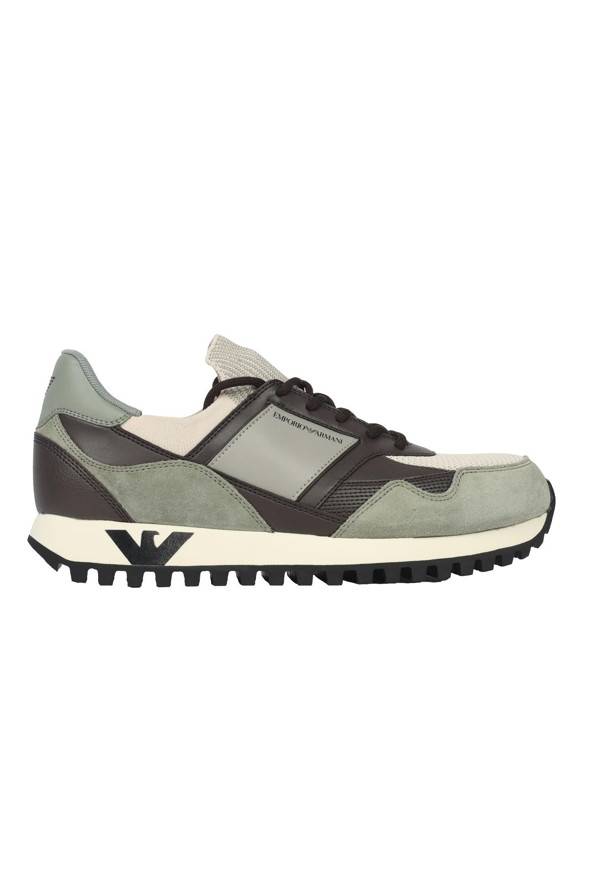 Emporio Armani Emporıo Armani Erkek Logolu Bağcıklı Günlük Kullanım Yeşil Sneaker X4X616 XN632-T427
