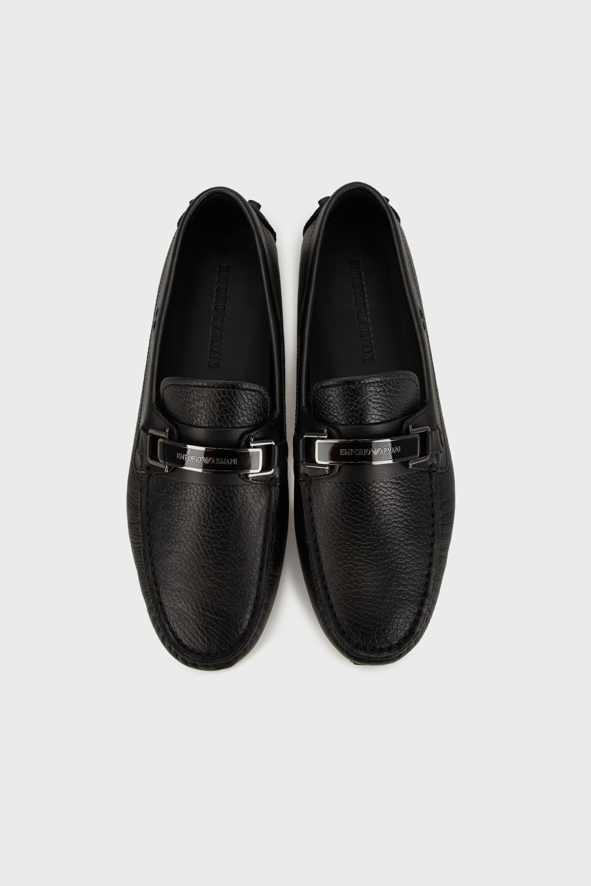 Emporio Armani Emporıo Armani Erkek Logo İmzalı Metalik Tokalı Hakiki Deri Siyah Loafer Ayakkabı EM003922 AF20519-MC012