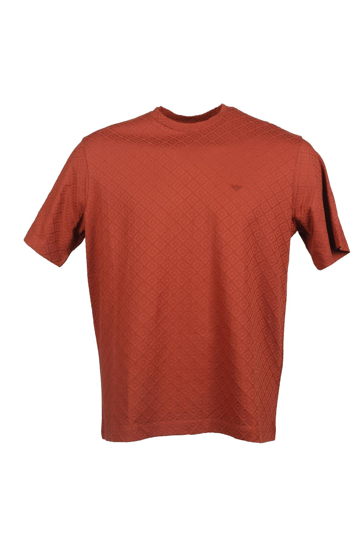 Emporio Armani Emporıo Armani Erkek Logolu Regular Fit Kısa Kollu Yuvarlak Yaka Bordo T-Shirt 6R1T7P 1J7KZ-0453