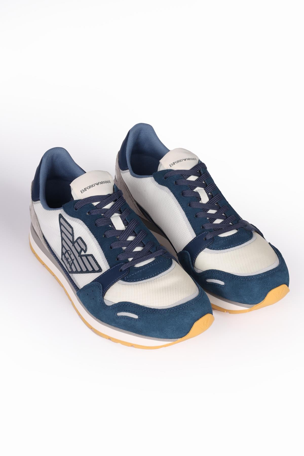 Emporio Armani Emporıo Armani Erkek Logolu Normal Kalıp Bağcıklı Günlük Mavi Sneaker X4X537 XN730-S702