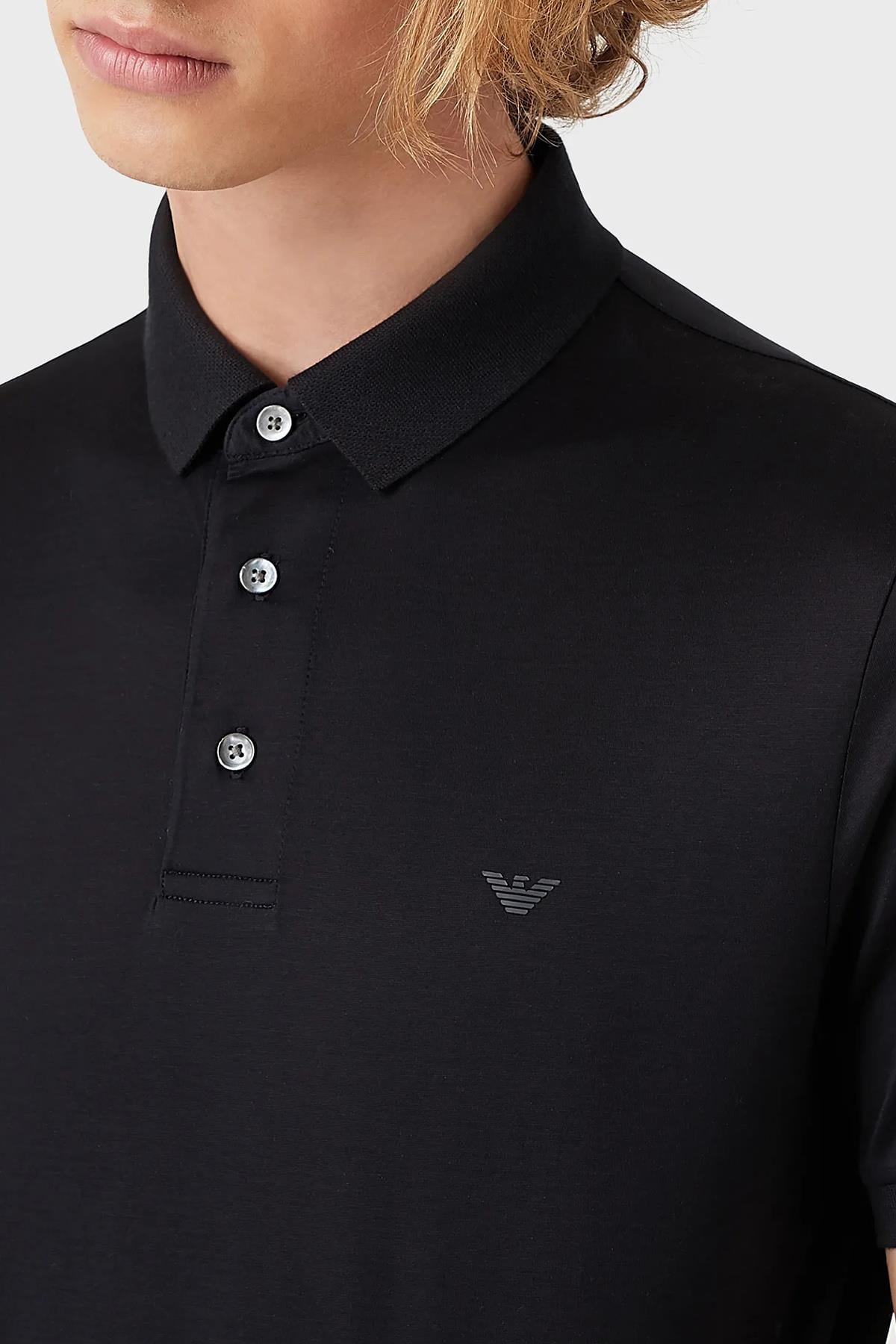 Emporio Armani Emporıo Armani Erkek Logolu Kısa Kollu Pamuklu Mavi Polo Yaka T-Shirt 8N1F98 1JUVZ-0920