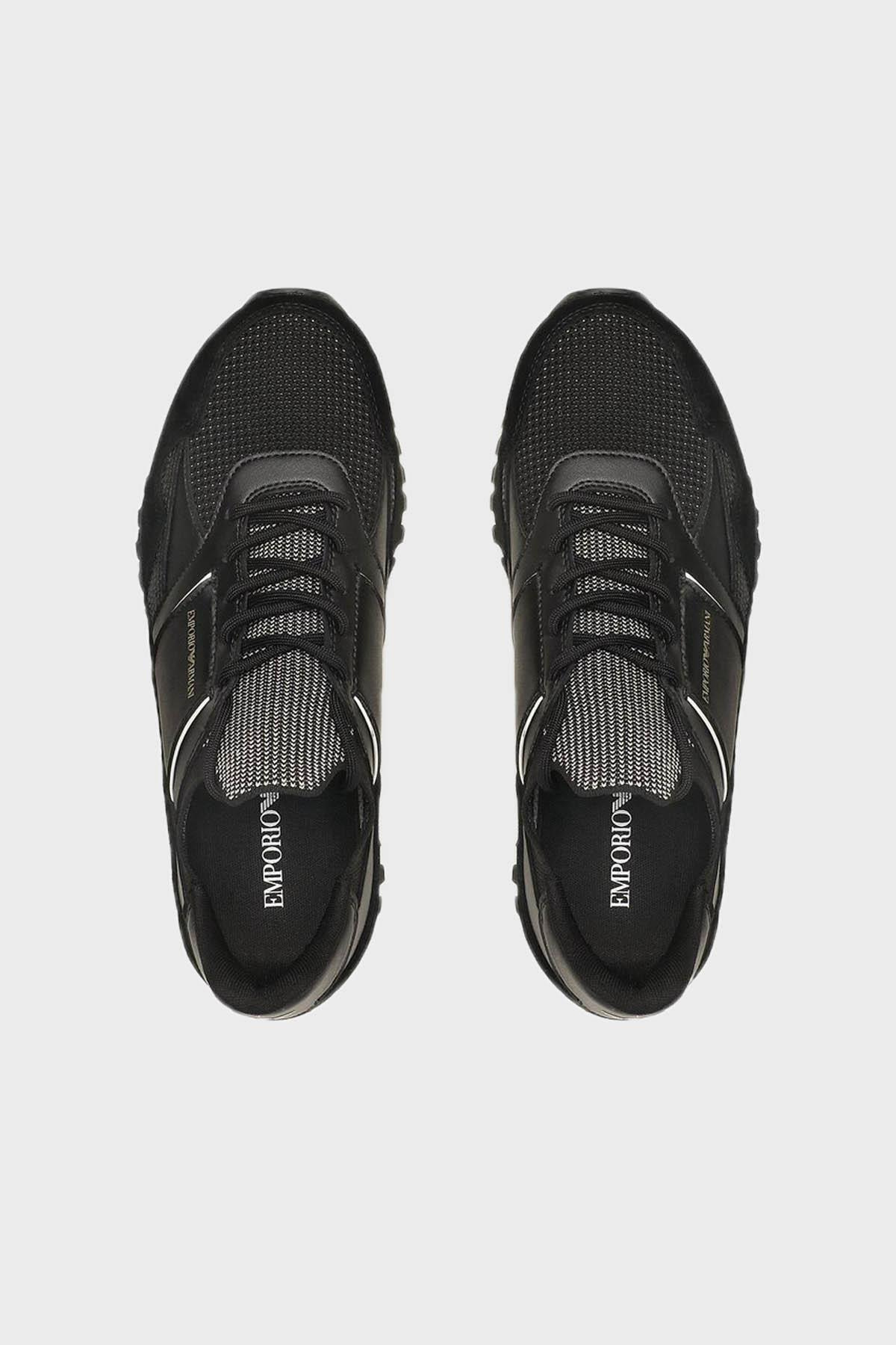 Emporio Armani Emporıo Armani Erkek Logolu Bağcıklı Günlük Kullanım Siyah Sneaker X4X616 XN632-T623