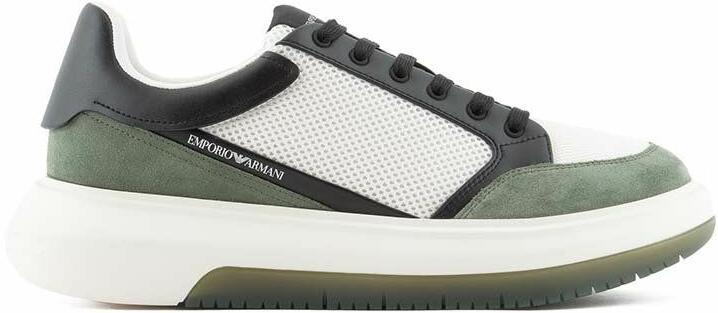 Emporio Armani Emporıo Armani Erkek Logolu Bağcıklı Deri Yeşil Sneaker X4X633 XN885-T095
