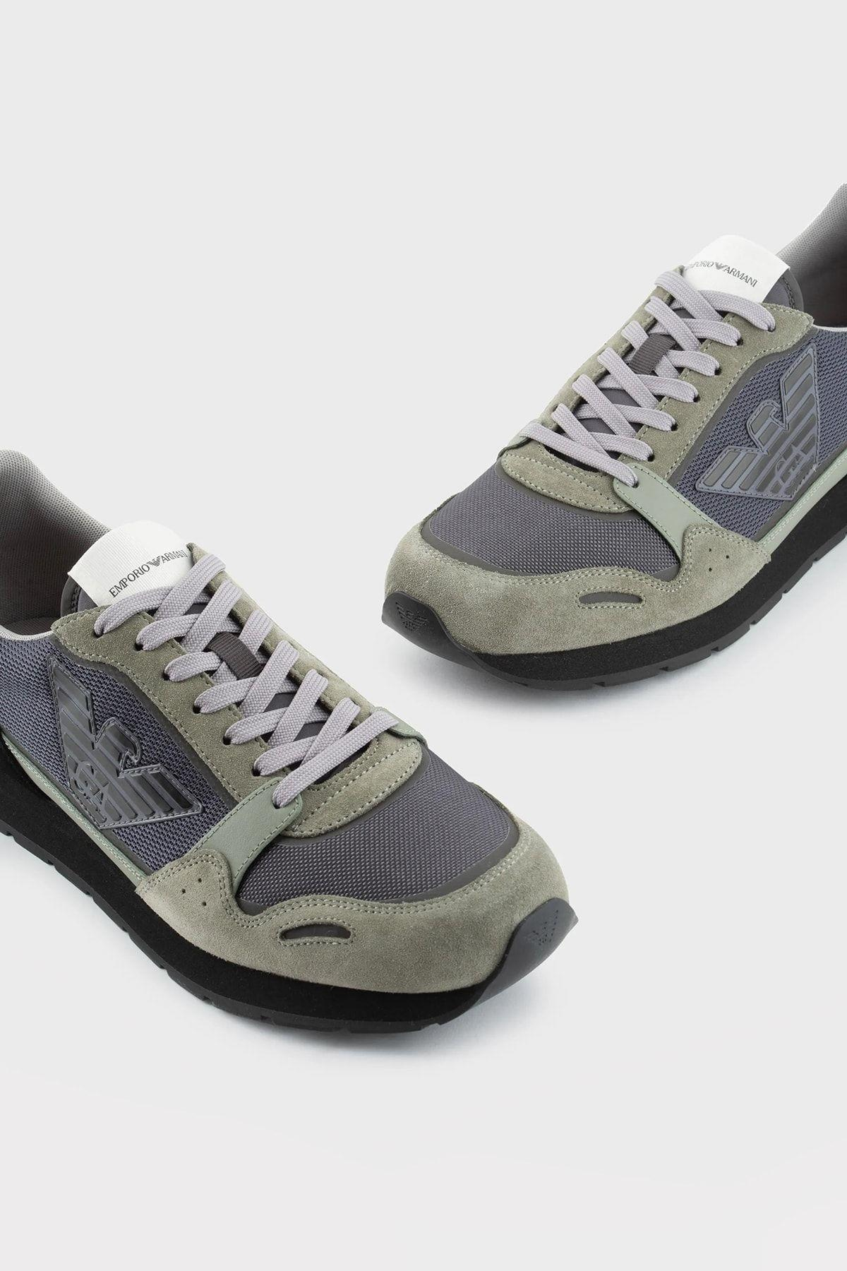Emporio Armani Emporıo Armani Erkek Logolu Normal Kalıp Bağcıklı Günlük Gri Sneaker X4X537 XN730-T084