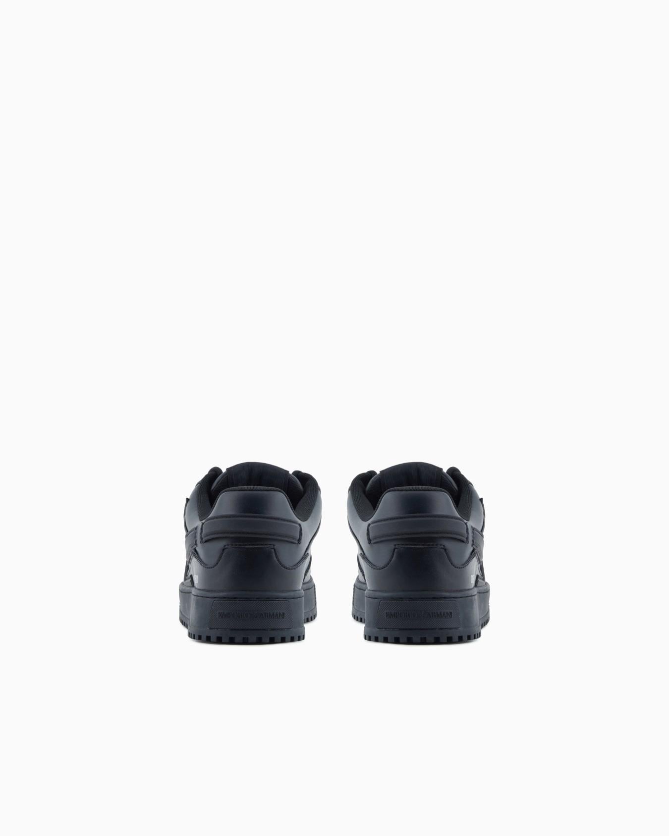Emporio Armani Emporıo Armani Erkek Logo İmzalı Nefes Alabilir Üst Yüzey Rahat Taban Deri Siyah Sneaker EM003670 AF19554-UC001