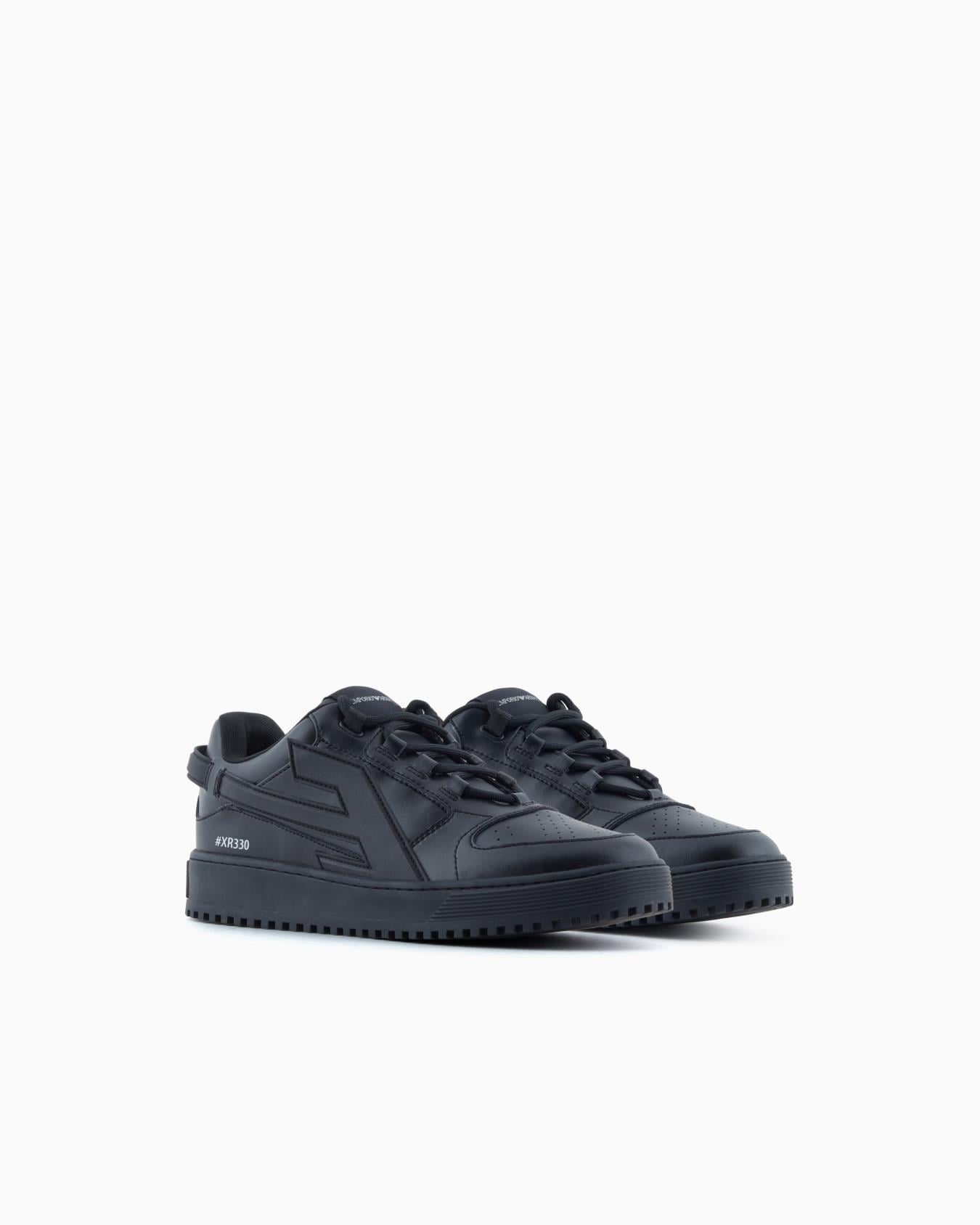 Emporio Armani Emporıo Armani Erkek Logo İmzalı Nefes Alabilir Üst Yüzey Rahat Taban Deri Siyah Sneaker EM003670 AF19554-UC001