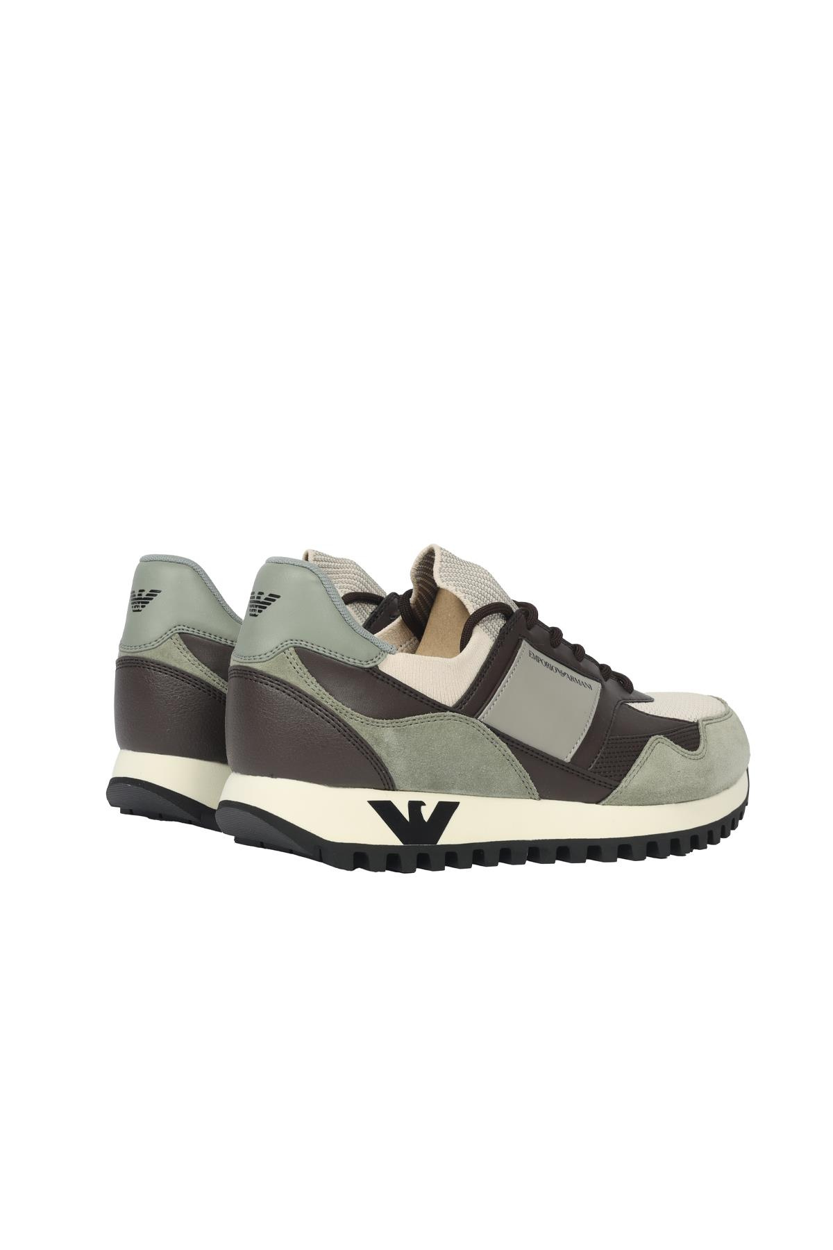 Emporio Armani Emporıo Armani Erkek Logolu Bağcıklı Günlük Kullanım Yeşil Sneaker X4X616 XN632-T427