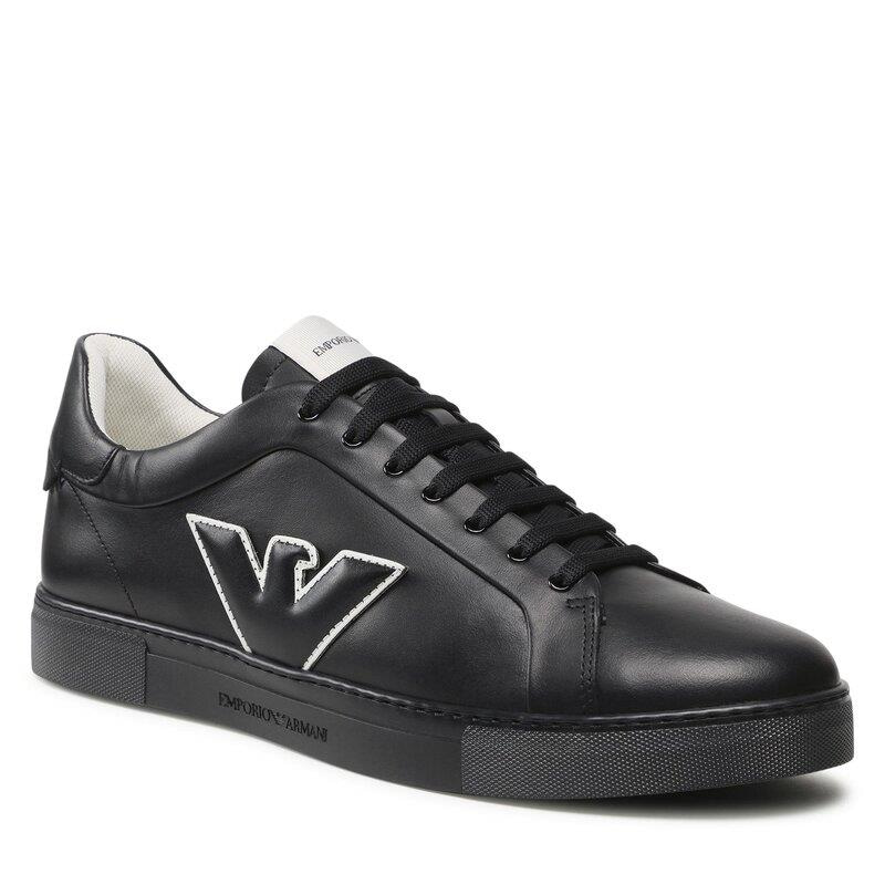 Emporio Armani Emporıo Armani Erkek Logolu Bağcıklı Günlük Kullanım Siyah Sneaker X4X598 XN633-K001