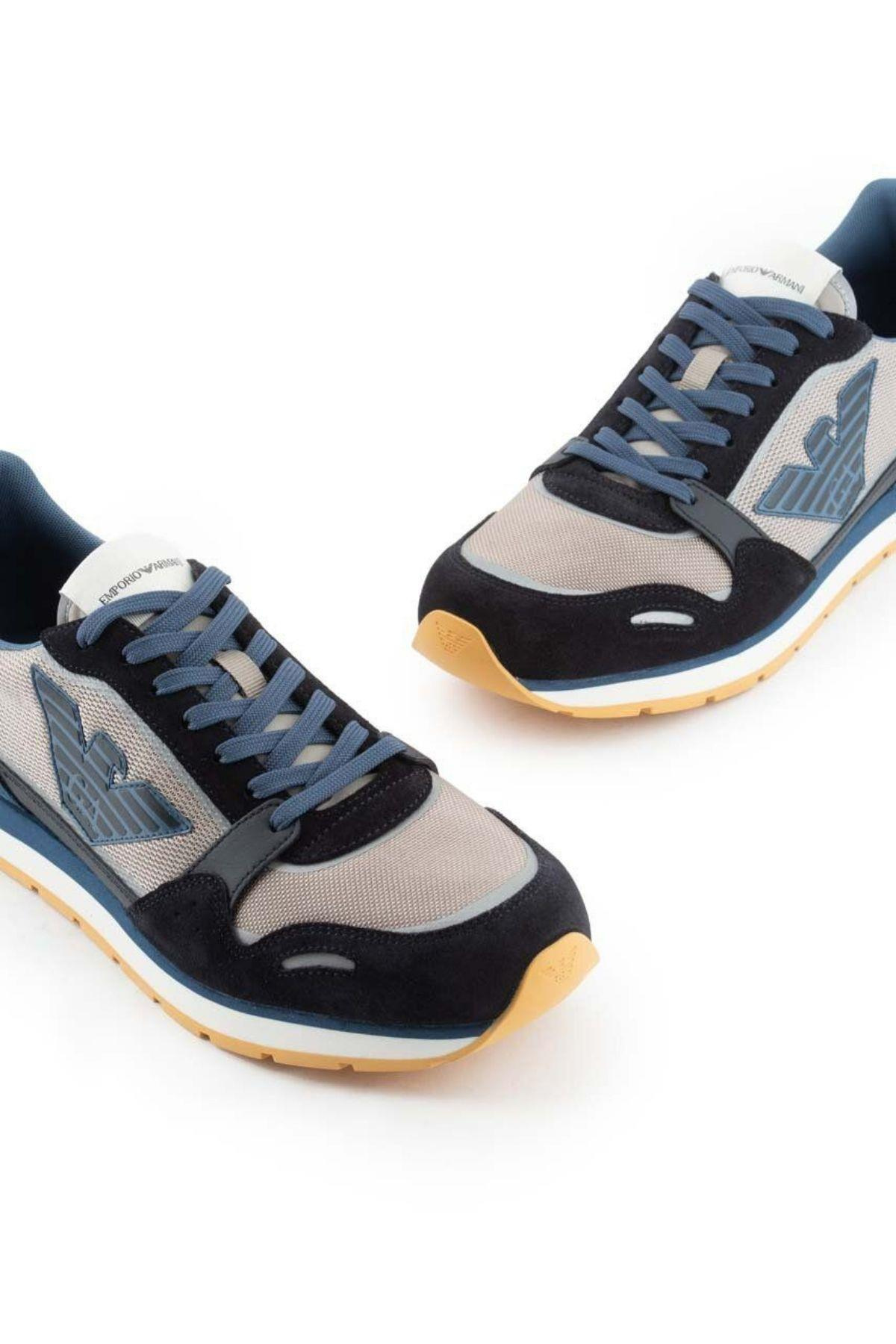 Emporio Armani Emporıo Armani Erkek Logolu Normal Kalıp Bağcıklı Günlük Bej2 Sneaker X4X537 XN730-T085