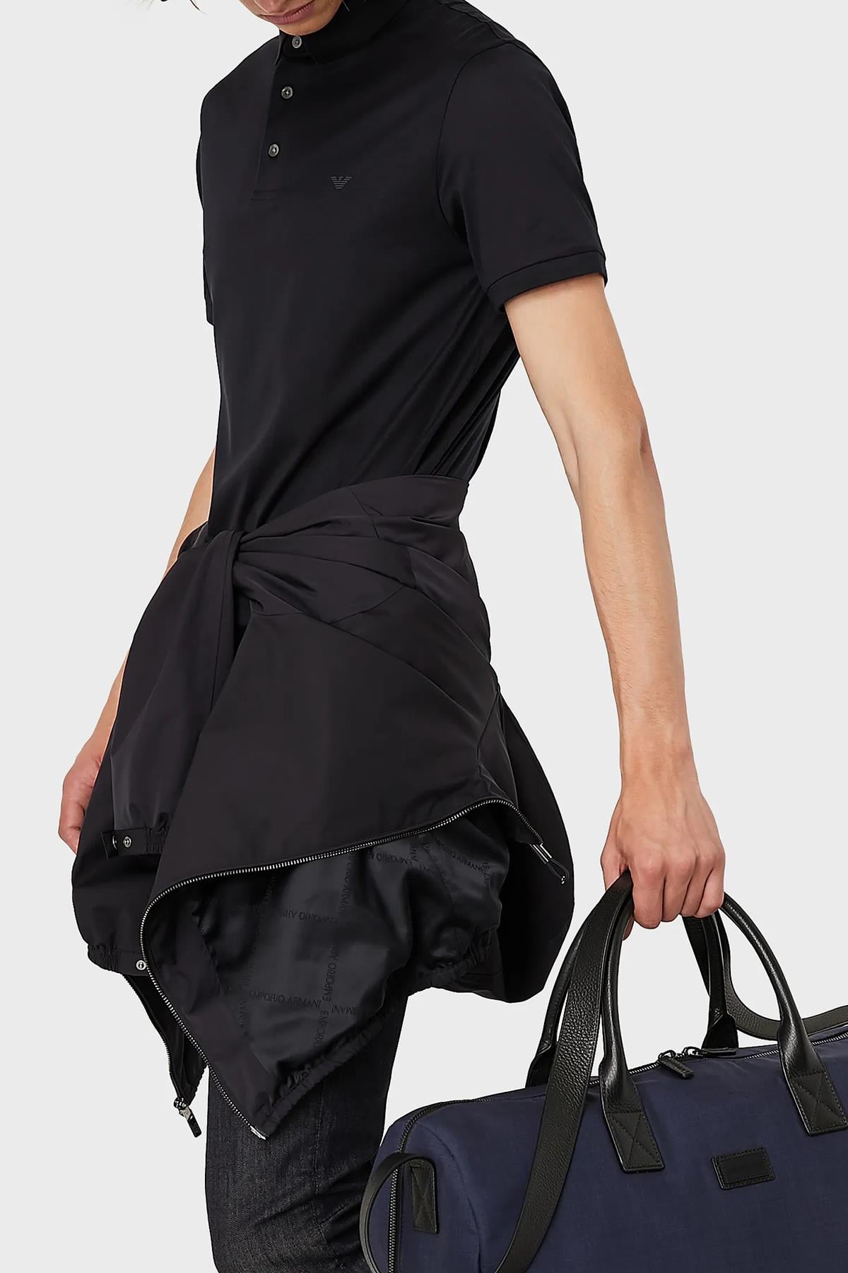 Emporio Armani Emporıo Armani Erkek Logolu Kısa Kollu Pamuklu Mavi Polo Yaka T-Shirt 8N1F98 1JUVZ-0920