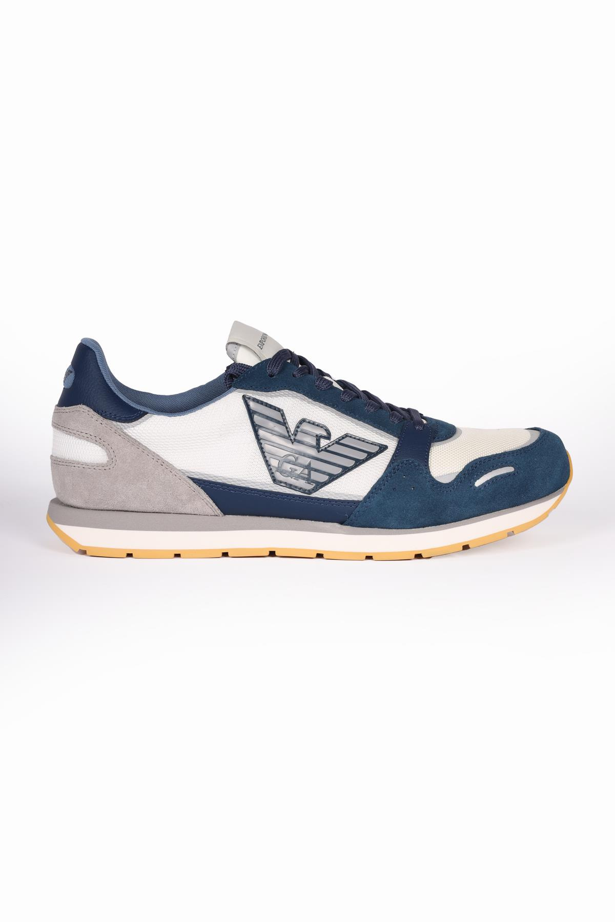 Emporio Armani Emporıo Armani Erkek Logolu Normal Kalıp Bağcıklı Günlük Mavi Sneaker X4X537 XN730-S702