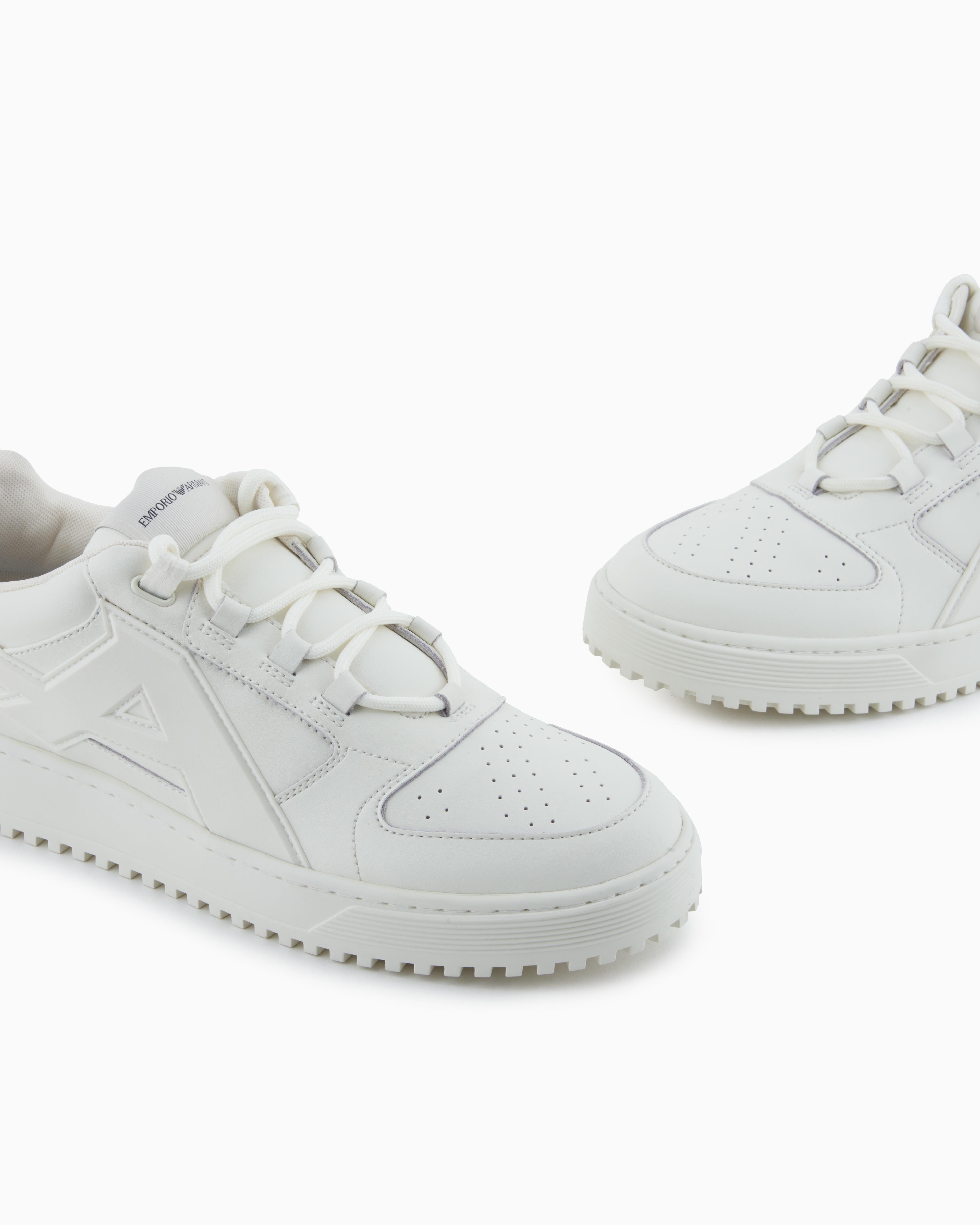 Emporio Armani Emporıo Armani Erkek Logo İmzalı Nefes Alabilir Üst Yüzey Rahat Taban Deri Beyaz Sneaker EM003670 AF19554-U0011