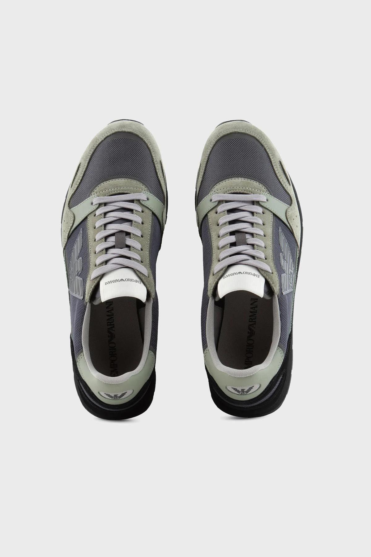 Emporio Armani Emporıo Armani Erkek Logolu Normal Kalıp Bağcıklı Günlük Gri Sneaker X4X537 XN730-T084