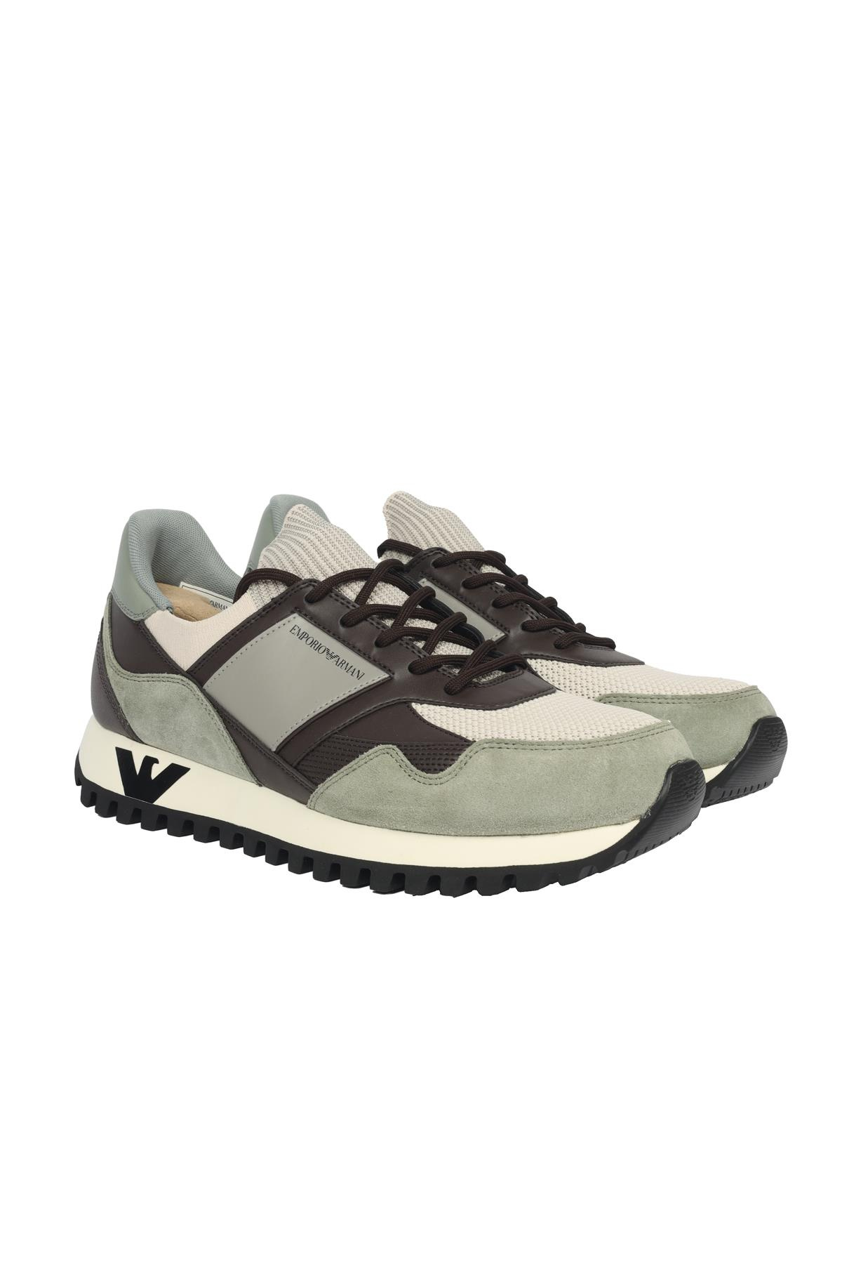Emporio Armani Emporıo Armani Erkek Logolu Bağcıklı Günlük Kullanım Yeşil Sneaker X4X616 XN632-T427