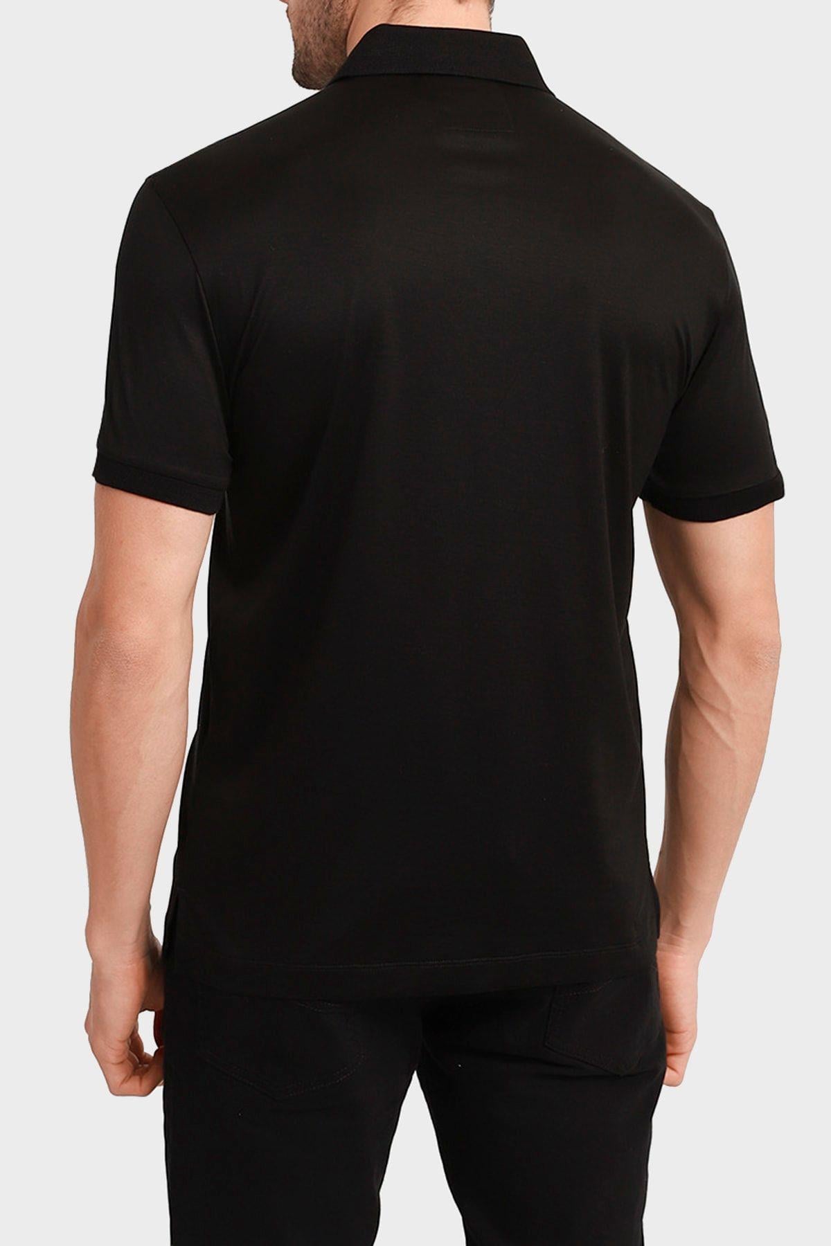 Emporio Armani Emporıo Armani Erkek Logolu Kısa Kollu Pamuklu Siyah Polo Yaka T-Shirt 8N1F98 1JUVZ-0999