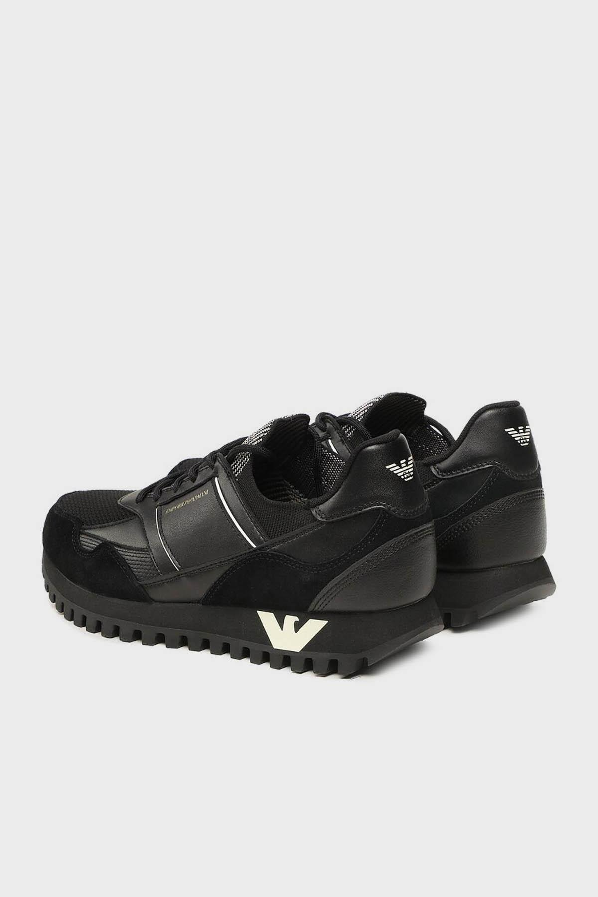 Emporio Armani Emporıo Armani Erkek Logolu Bağcıklı Günlük Kullanım Siyah Sneaker X4X616 XN632-T623