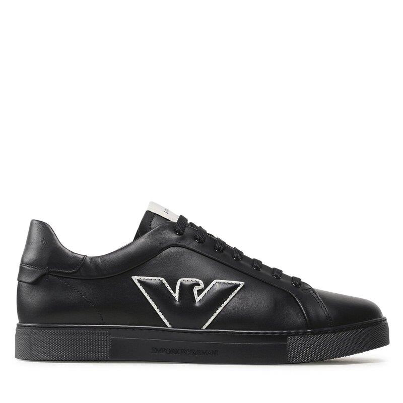 Emporio Armani Emporıo Armani Erkek Logolu Bağcıklı Günlük Kullanım Siyah Sneaker X4X598 XN633-K001