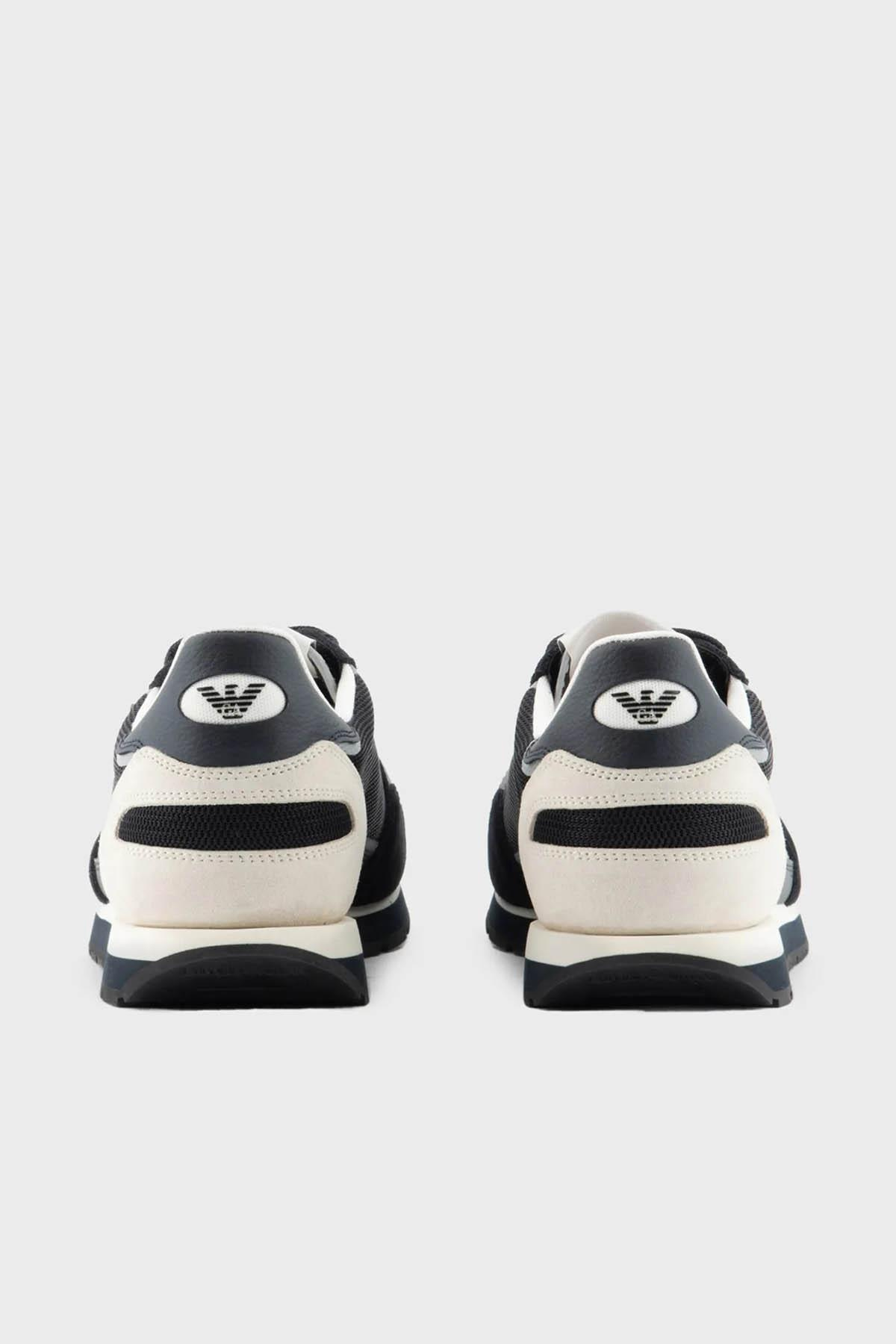 Emporio Armani Emporıo Armani Erkek Logolu Normal Kalıp Bağcıklı Günlük Siyah-Beyaz Sneaker X4X537 XN730-T409