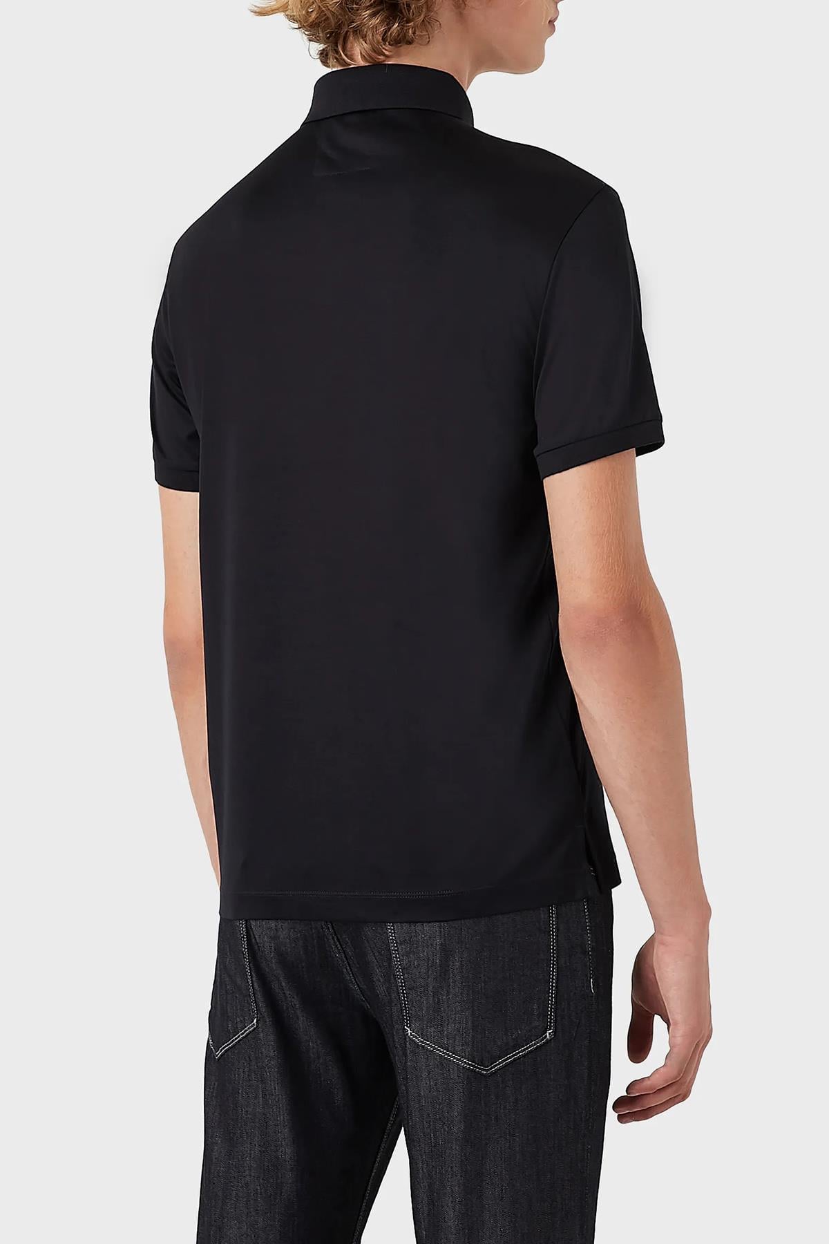 Emporio Armani Emporıo Armani Erkek Logolu Kısa Kollu Pamuklu Mavi Polo Yaka T-Shirt 8N1F98 1JUVZ-0920