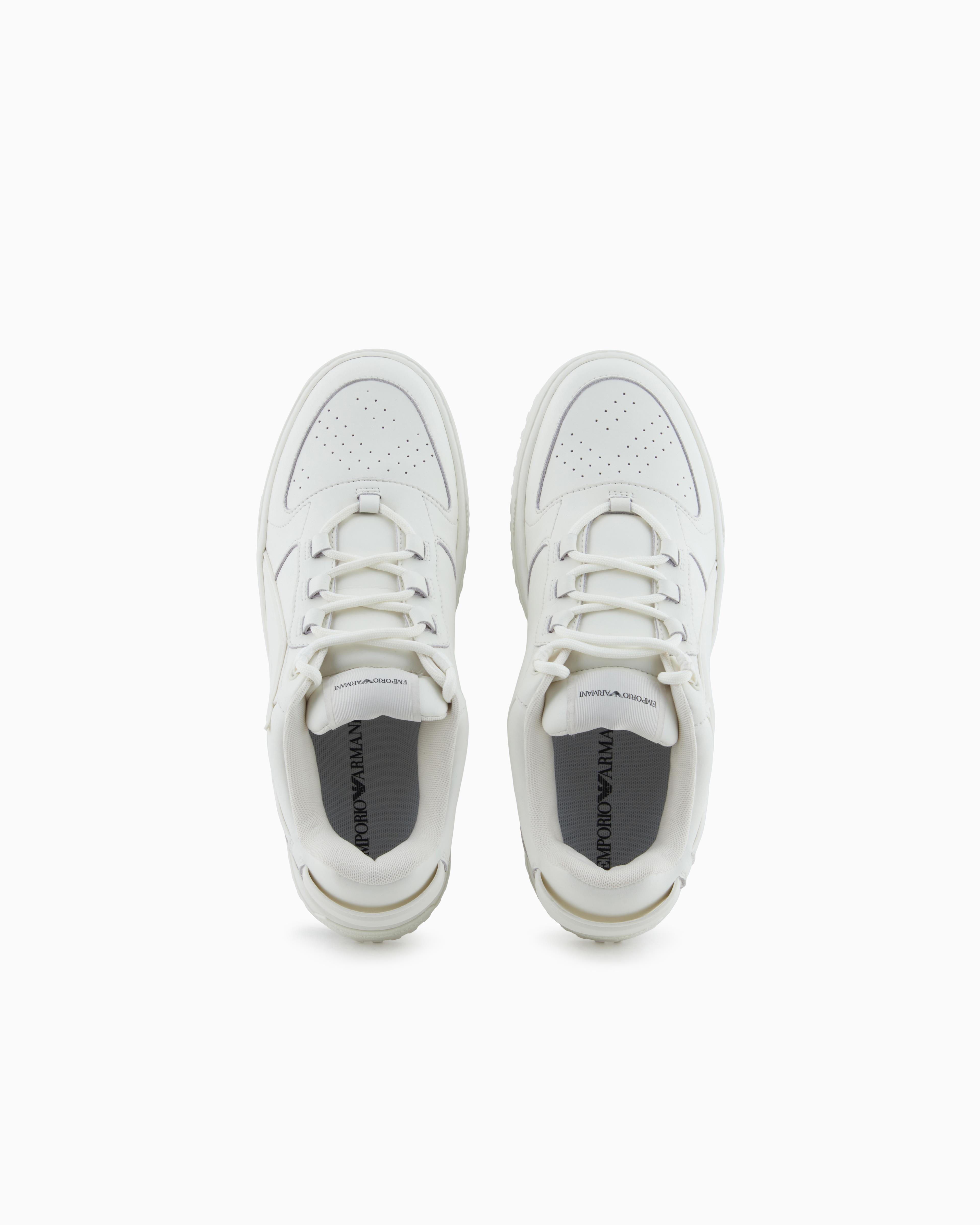 Emporio Armani Emporıo Armani Erkek Logo İmzalı Nefes Alabilir Üst Yüzey Rahat Taban Deri Beyaz Sneaker EM003670 AF19554-U0011