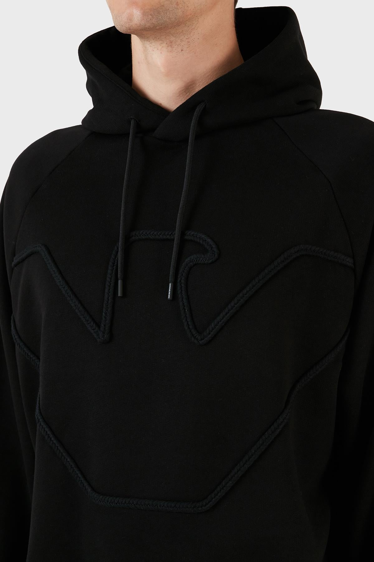 Emporio Armani Emporıo Armani Erkek Marka Logolu Uzun Kollu Rahat Siyah Sweatshirt 6R1ME4 1JWPZ-00B4