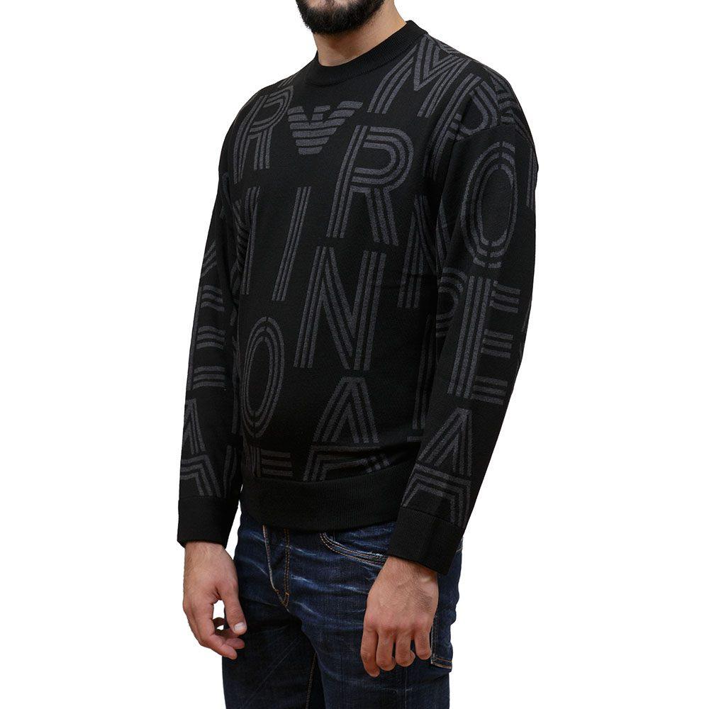 Emporio Armani Emporıo Armani Erkek Marka Logo Detaylı Bisiklet Yaka Regular Fit Siyah Kazak 6R1MXK 1MNKZ-F090
