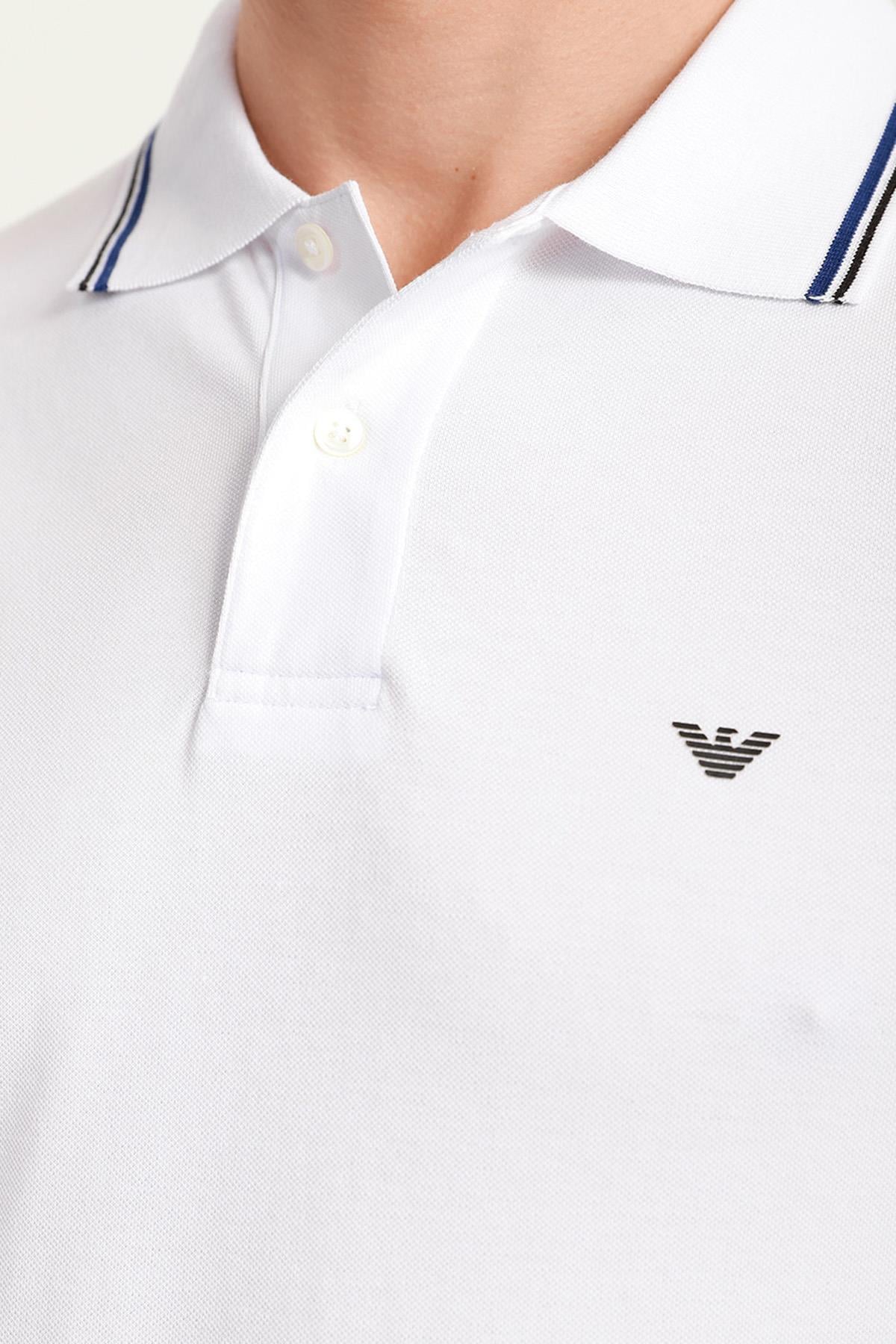 Emporio Armani Emporıo Armani Erkek Marka Logolu Kısa Kollu Polo Yaka Slim Beyaz Polo Yaka T-Shirt 8N1FB3 1JPTZ-0100
