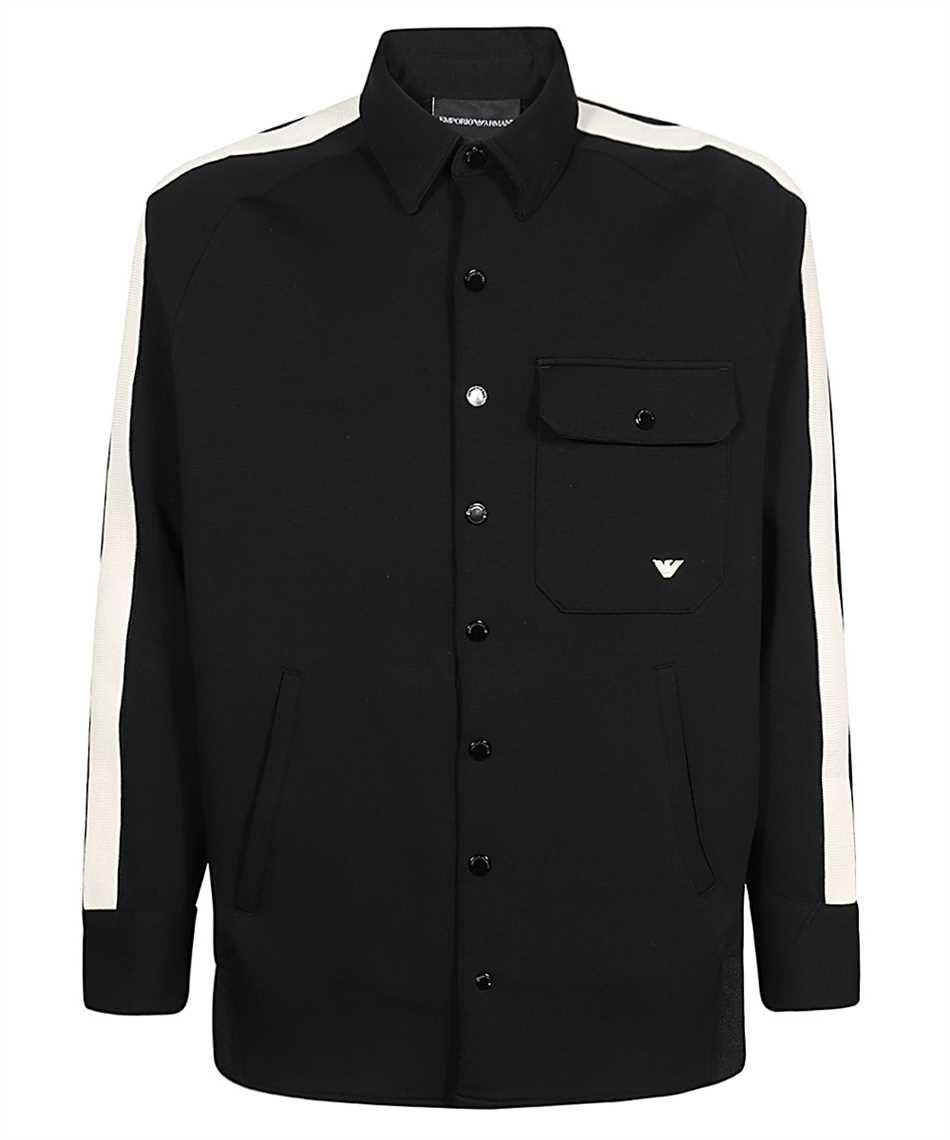 Emporio Armani Emporıo Armani Erkek Marka Logolu Düğmeli Gömlek Yaka Uzun Kollu Siyah Sweatshirt 6R1MF4 1JHSZ-0999