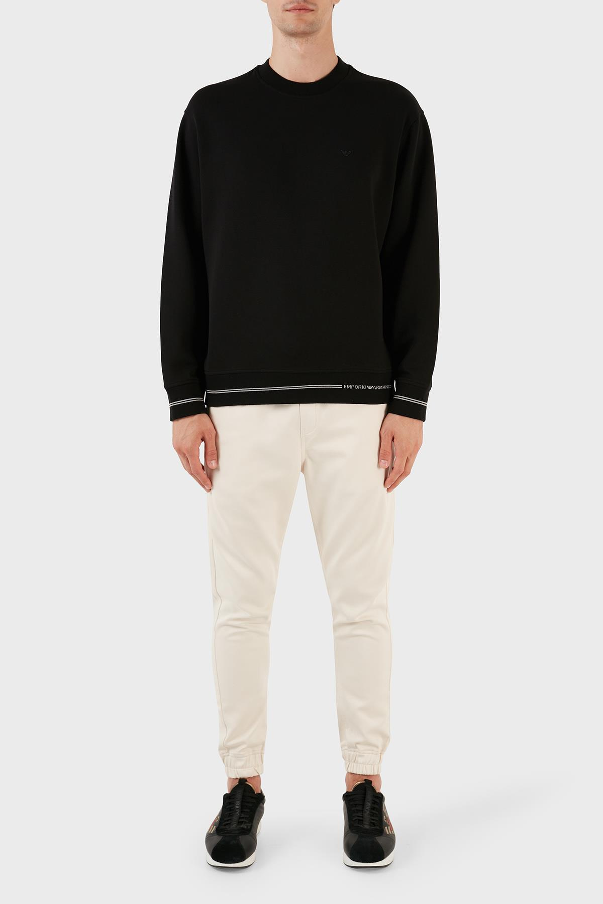Emporio Armani Emporıo Armani Erkek Marka Logo Detaylı Bisiklet Yaka Regular Fit Siyah Sweatshirt 6R1MF2 1JHSZ-00A6