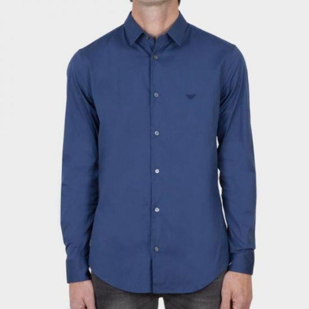 Emporio Armani Emporıo Armani Erkek Marka Logo Detaylı Regular Fit Uzun Kollu Lacivert2 Gömlek 8N1C09 1NI9Z-0790
