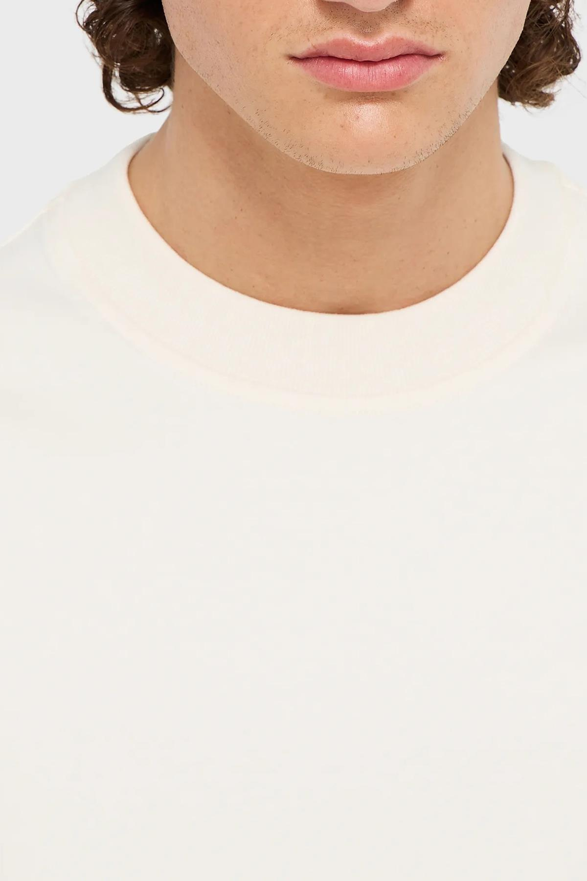 Emporio Armani Emporıo Armani Erkek Marka Logo Detaylı Bisiklet Yaka Regular Fit Ekru Sweatshirt 6R1MF2 1JHSZ-01M6