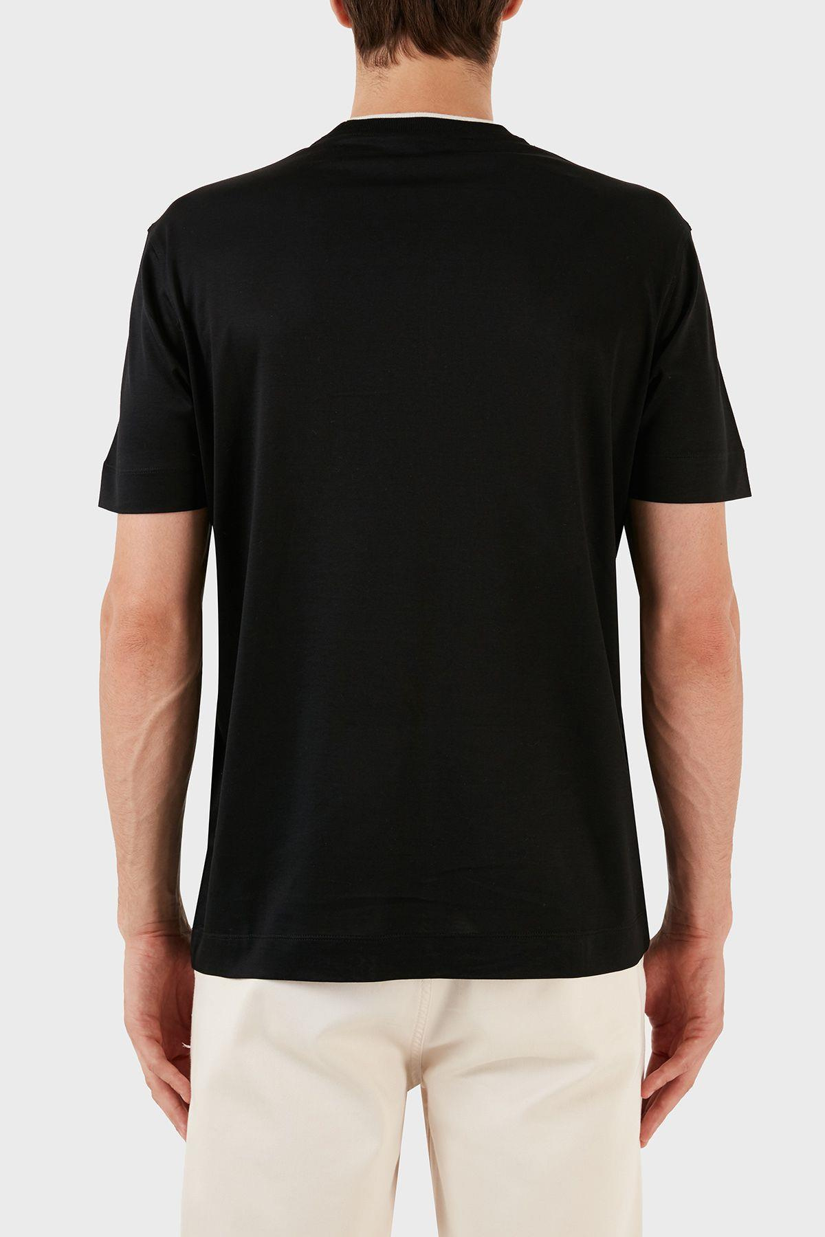 Emporio Armani Emporıo Armani Erkek Marka Logolu Pamuklu Yuvarlak Yaka Kısa Kol Siyah T-Shirt 6R1T72 1JUVZ-00A3