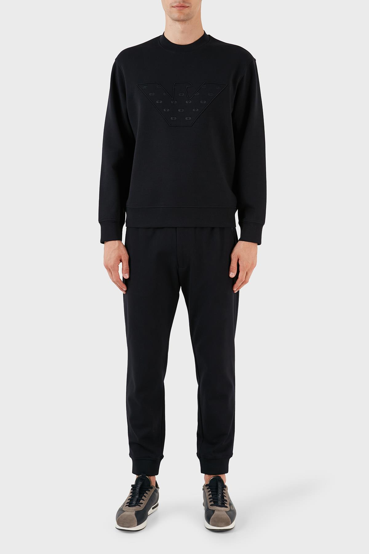 Emporio Armani Emporıo Armani Erkek Marka Logolu Uzun Kollu Rahat Lacivert Sweatshirt 6R1ME7 1JHSZ-0920