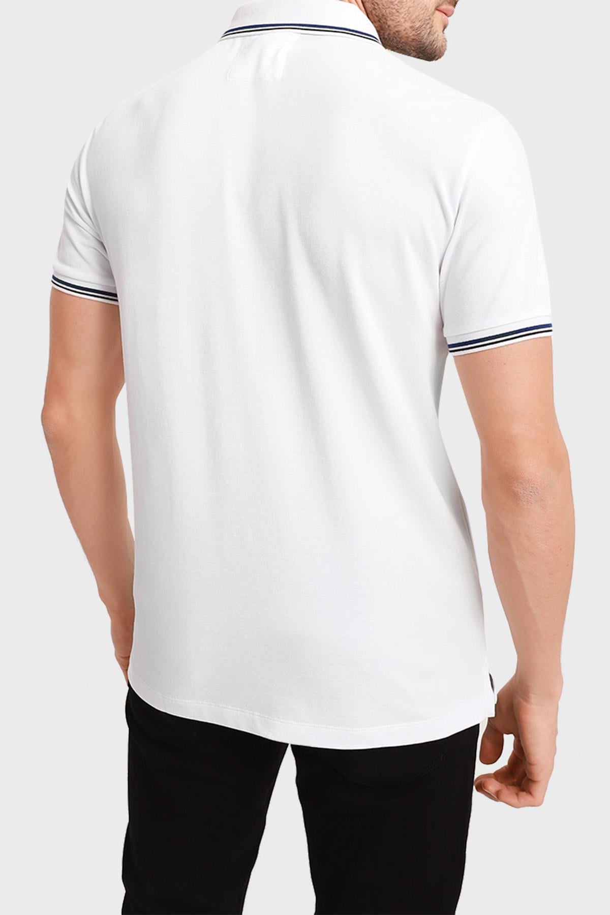 Emporio Armani Emporıo Armani Erkek Marka Logolu Kısa Kollu Polo Yaka Slim Beyaz Polo Yaka T-Shirt 8N1FB3 1JPTZ-0100