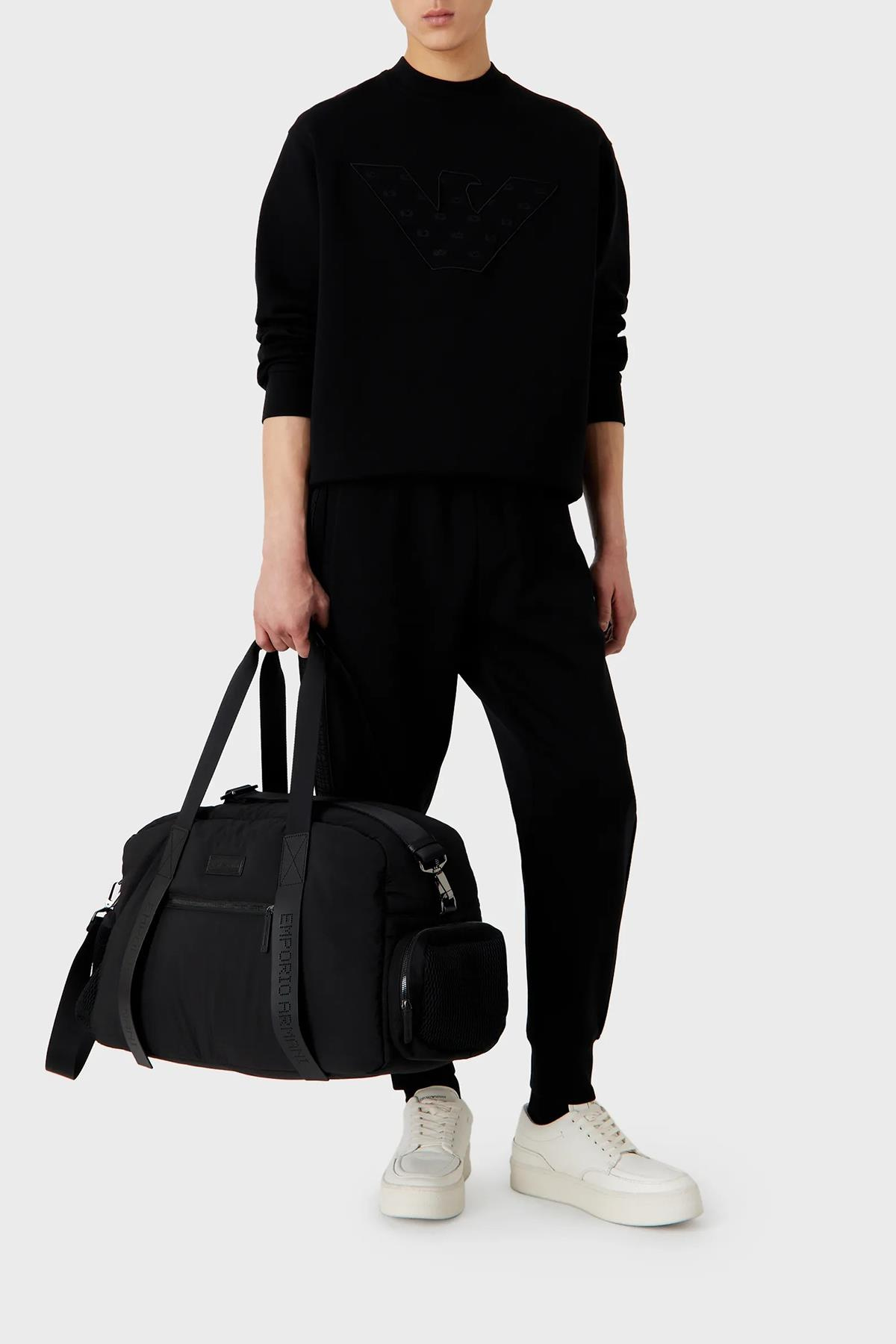 Emporio Armani Emporıo Armani Erkek Marka Logolu Uzun Kollu Rahat Siyah Sweatshirt 6R1ME7 1JHSZ-0999
