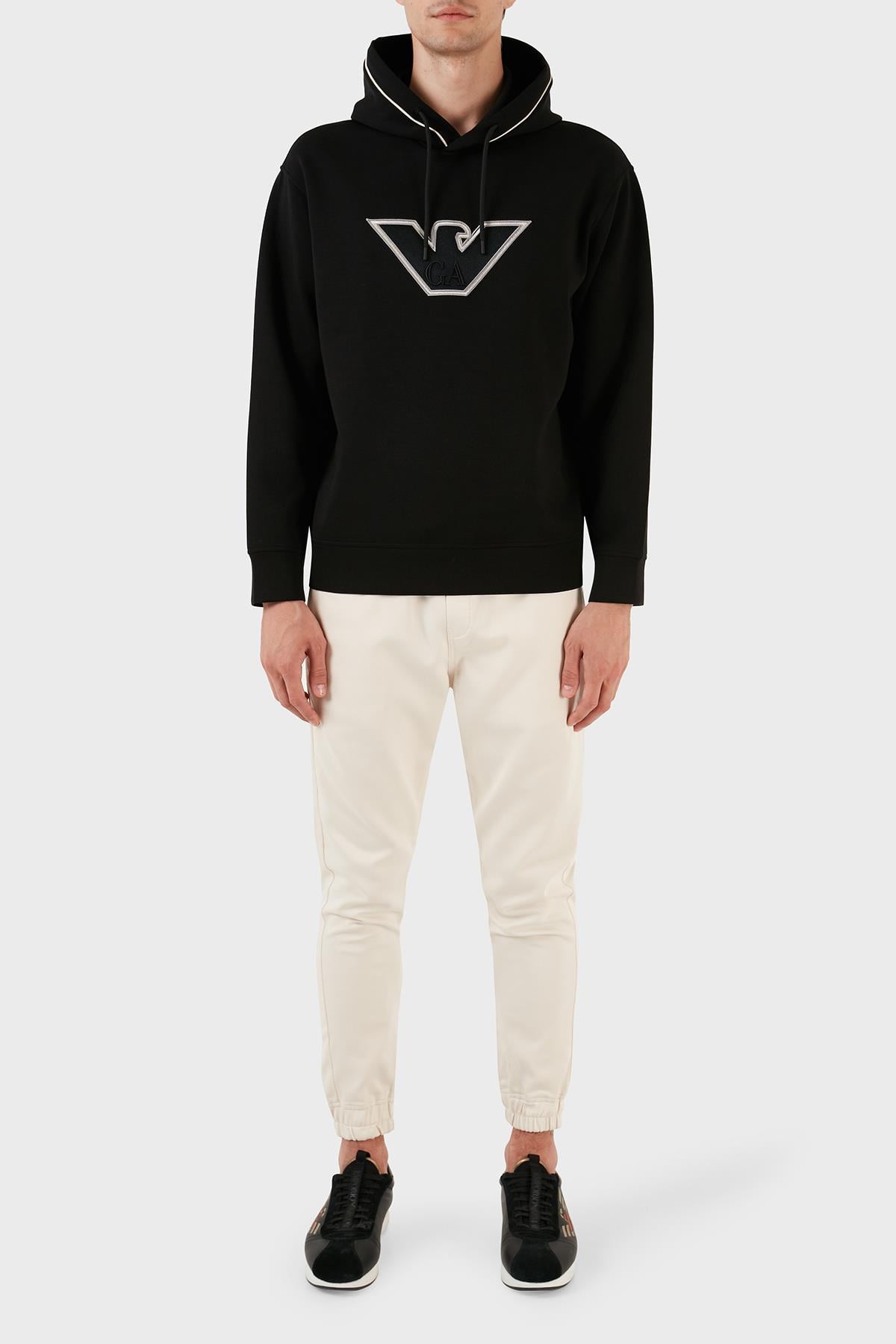 Emporio Armani Emporıo Armani Erkek Marka Logolu Uzun Kollu Rahat Siyah Sweatshirt 6R1ME5 1JHSZ-00A2