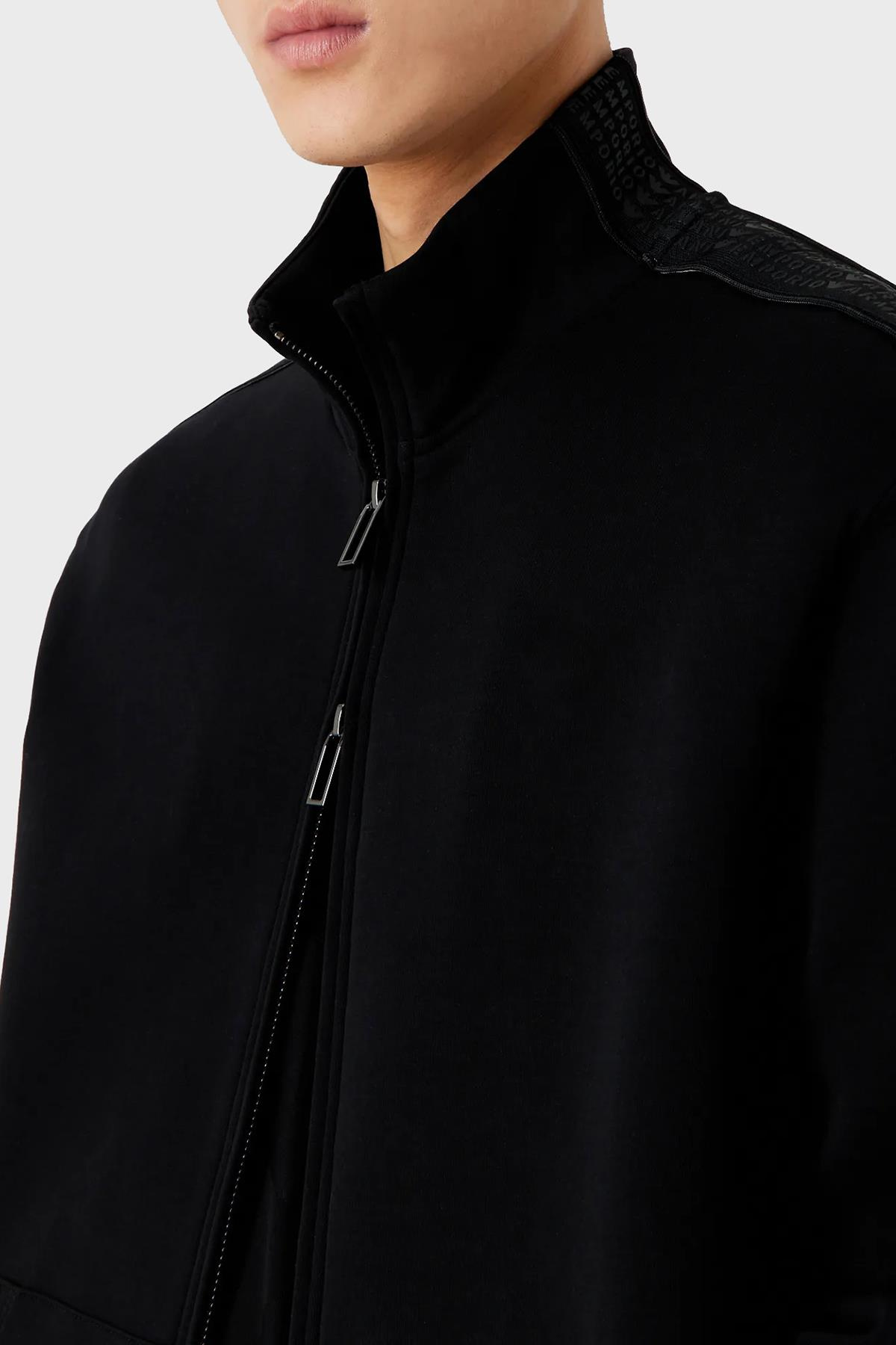 Emporio Armani Emporıo Armani Erkek Marka Logolu Uzun Kollu Rahat Siyah Sweatshirt 6R1MF1 1JHSZ-0999
