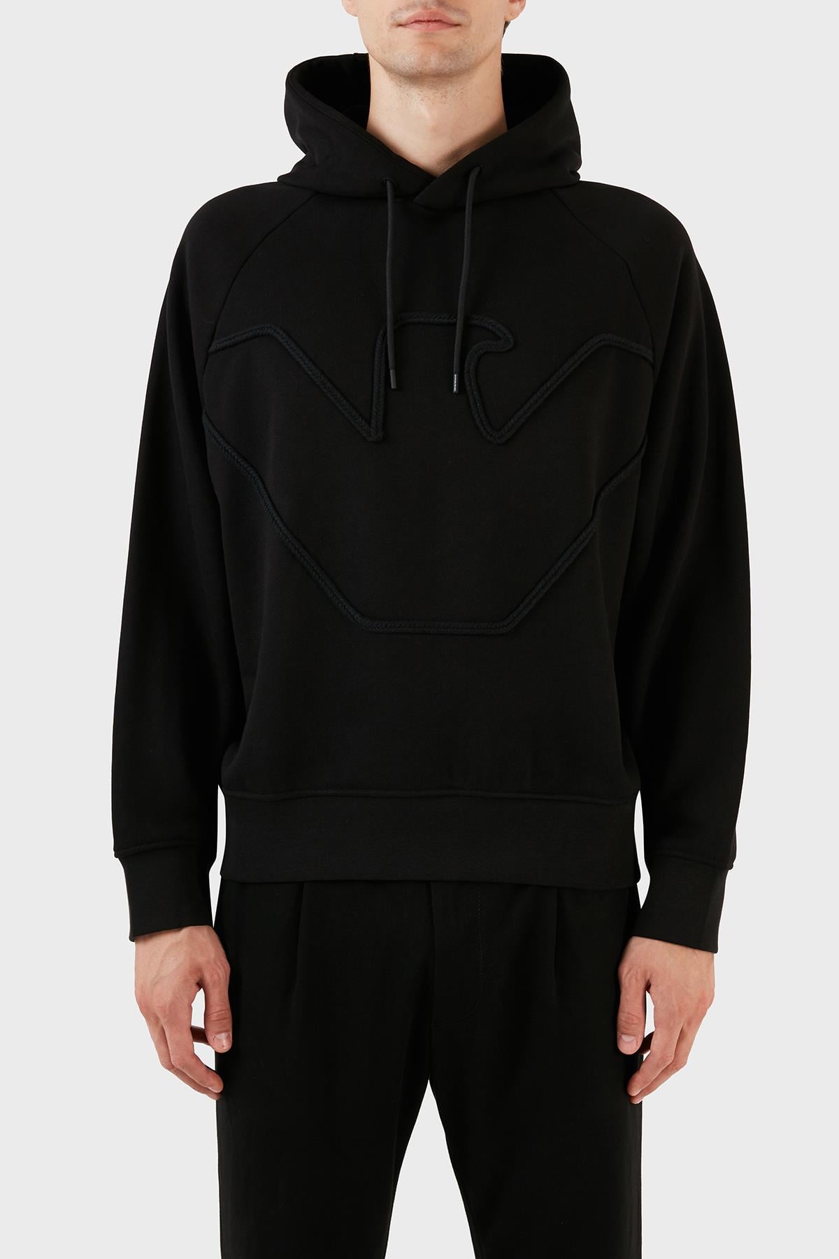 Emporio Armani Emporıo Armani Erkek Marka Logolu Uzun Kollu Rahat Siyah Sweatshirt 6R1ME4 1JWPZ-00B4
