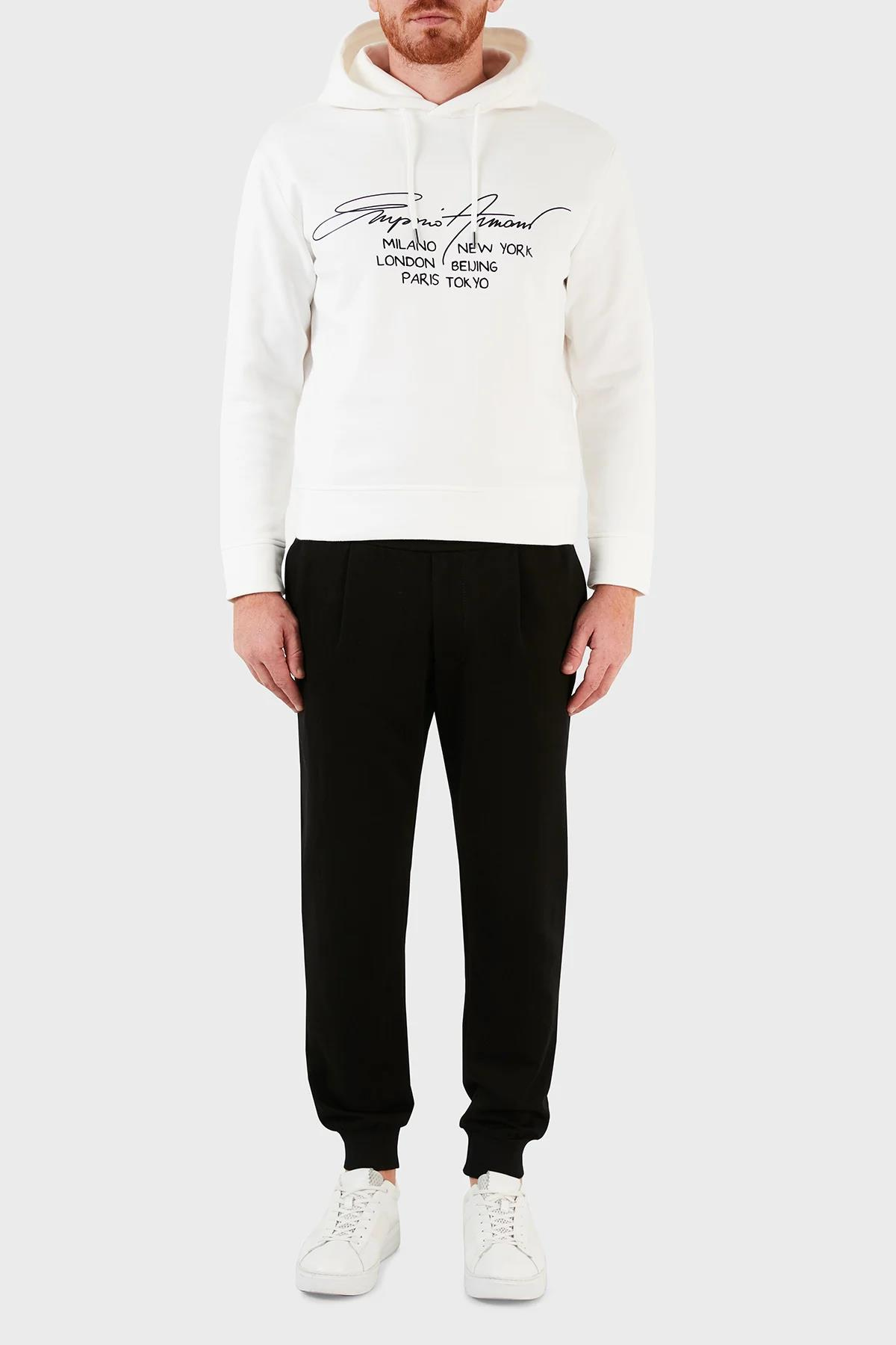 Emporio Armani Emporıo Armani Erkek Marka Logolu Uzun Kollu Rahat BEYAZ Sweatshirt 6K1M92 1JQKZ-BEYAZ