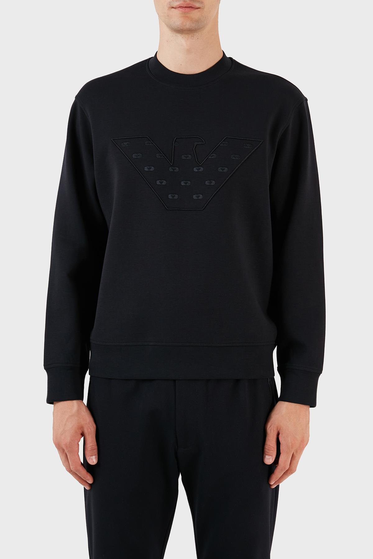Emporio Armani Emporıo Armani Erkek Marka Logolu Uzun Kollu Rahat Lacivert Sweatshirt 6R1ME7 1JHSZ-0920