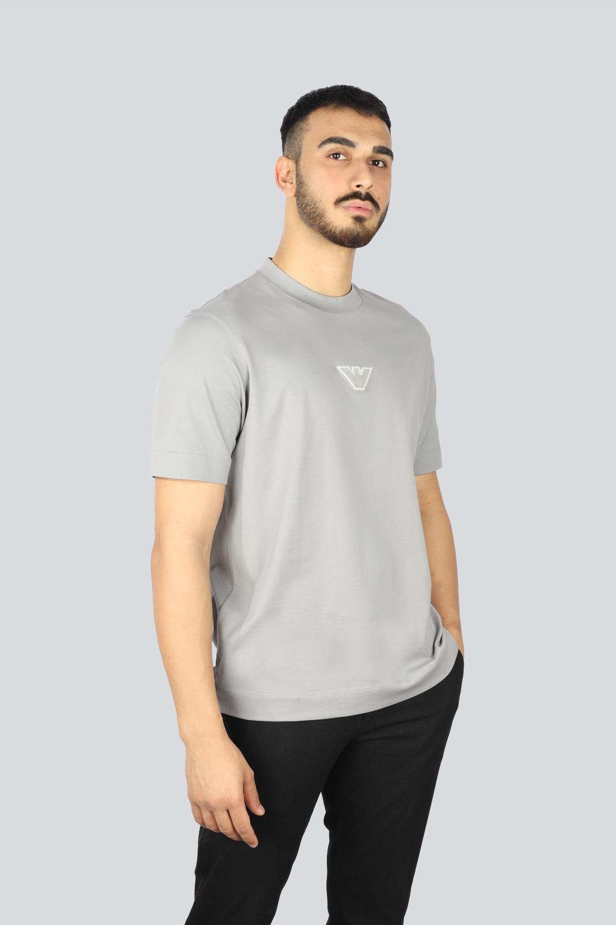 EMPORIO ARMANI Emporıo Armani Erkek Marka Logolu Organik Pamuklu Kısa Kollu Gri1 T-Shirt 6D1TD7 1JOCZ-06A4
