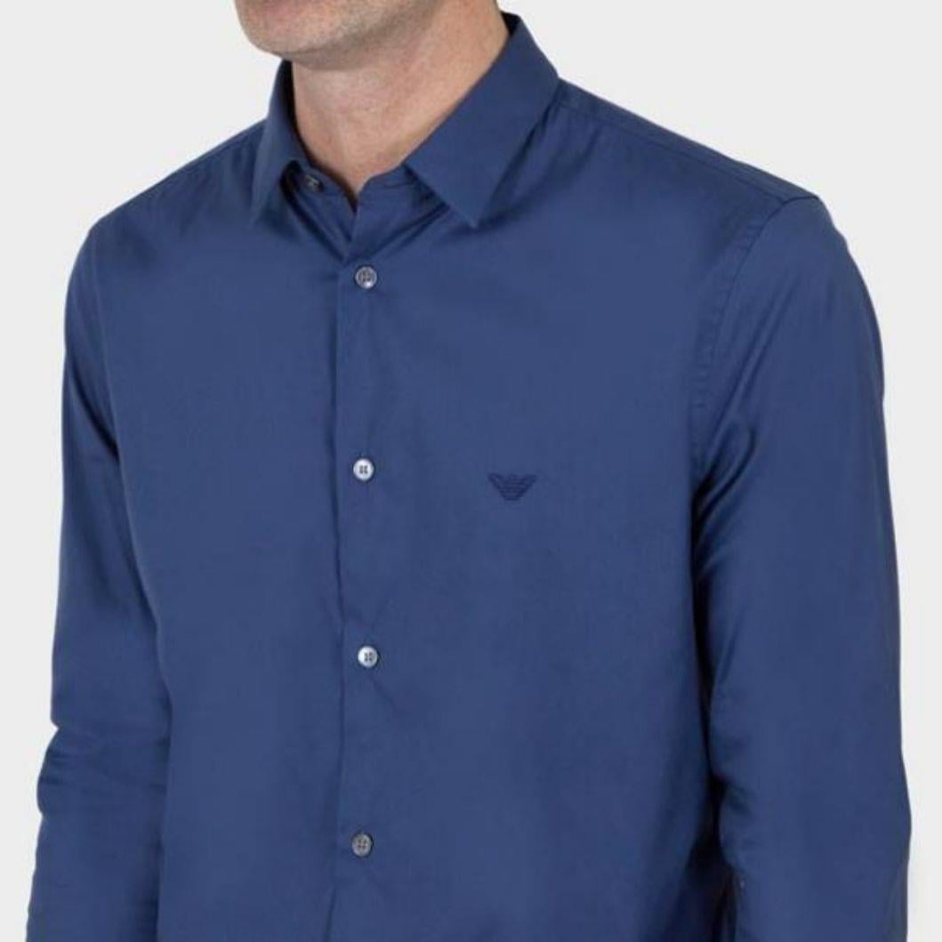 Emporio Armani Emporıo Armani Erkek Marka Logo Detaylı Regular Fit Uzun Kollu Lacivert2 Gömlek 8N1C09 1NI9Z-0790