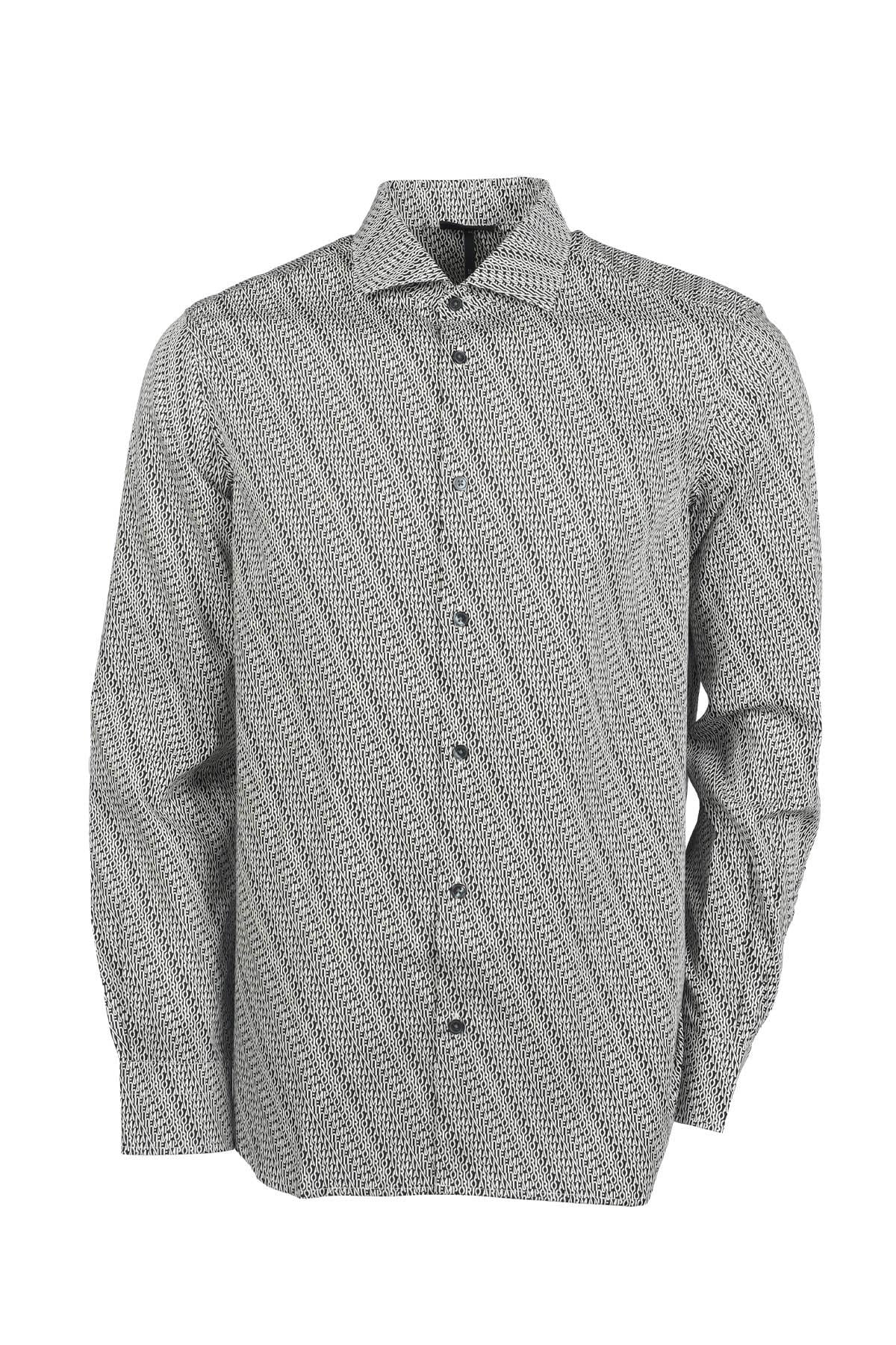 Emporio Armani Emporıo Armani Erkek Marka Logolu Düğmeli Gömlek Yaka Uzun Kollu Lacivert Gömlek 6R1C86 1NMVZ-F085