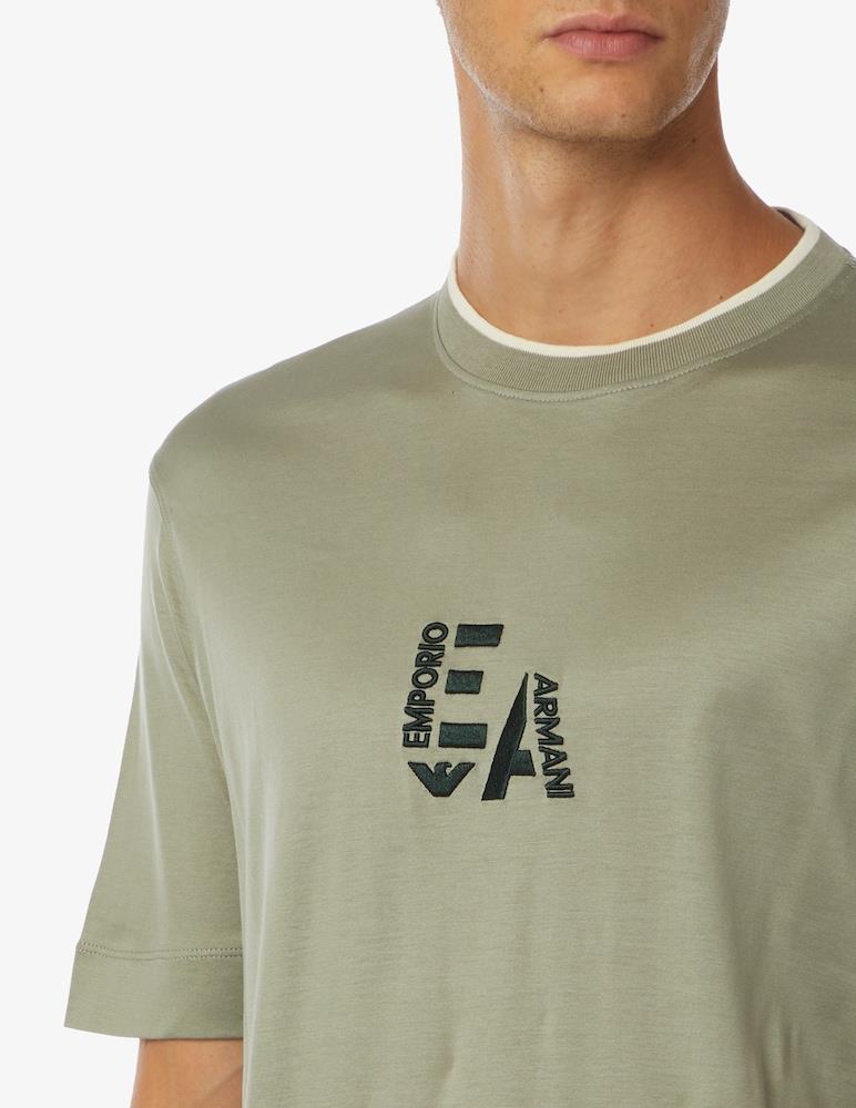 Emporio Armani Emporıo Armani Erkek Marka Logolu Pamuklu Yuvarlak Yaka Kısa Kol Yeşil T-Shirt 6R1T72 1JUVZ-05B8