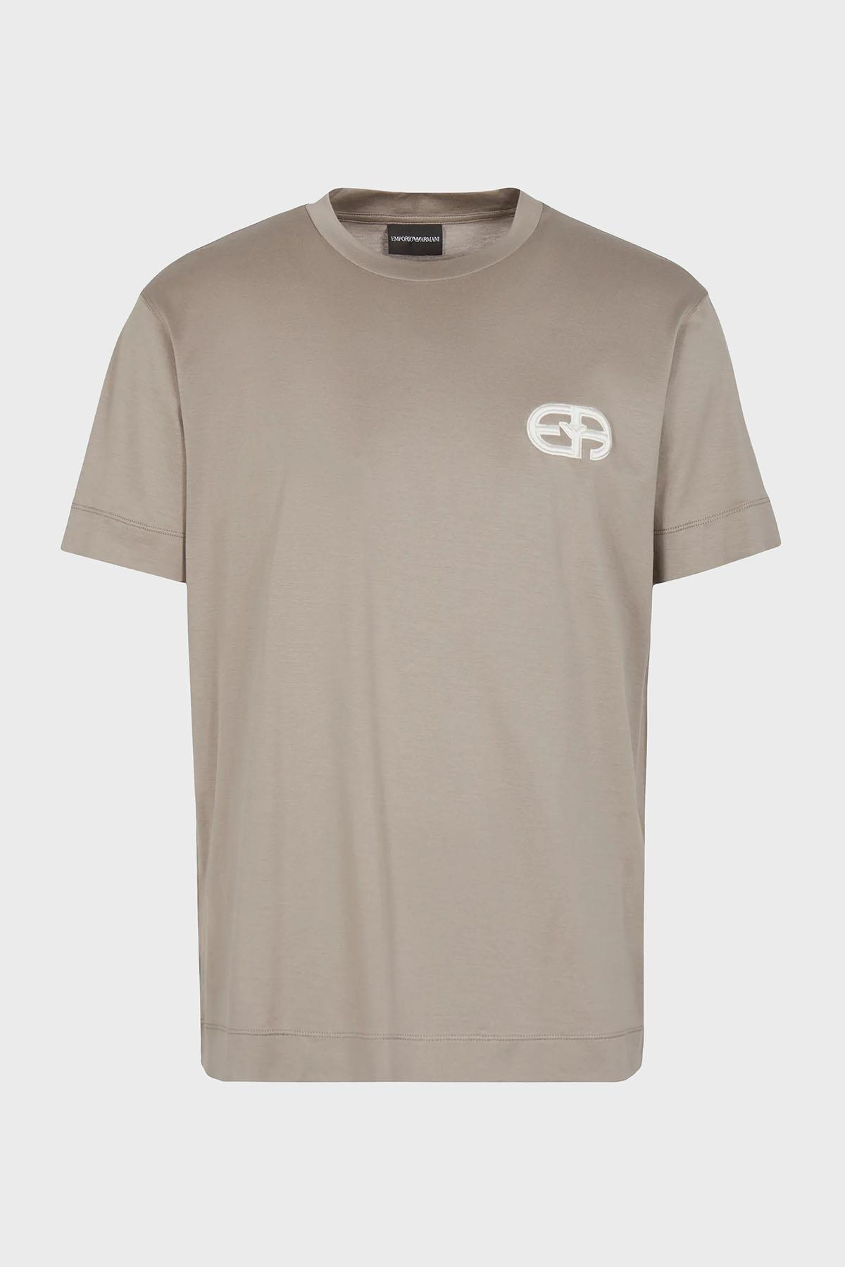 Emporio Armani Emporıo Armani Erkek Marka Logolu Kısa Kollu Polo Yaka Slim Vizon T-Shirt 8N1TF5 1JUVZ-0643
