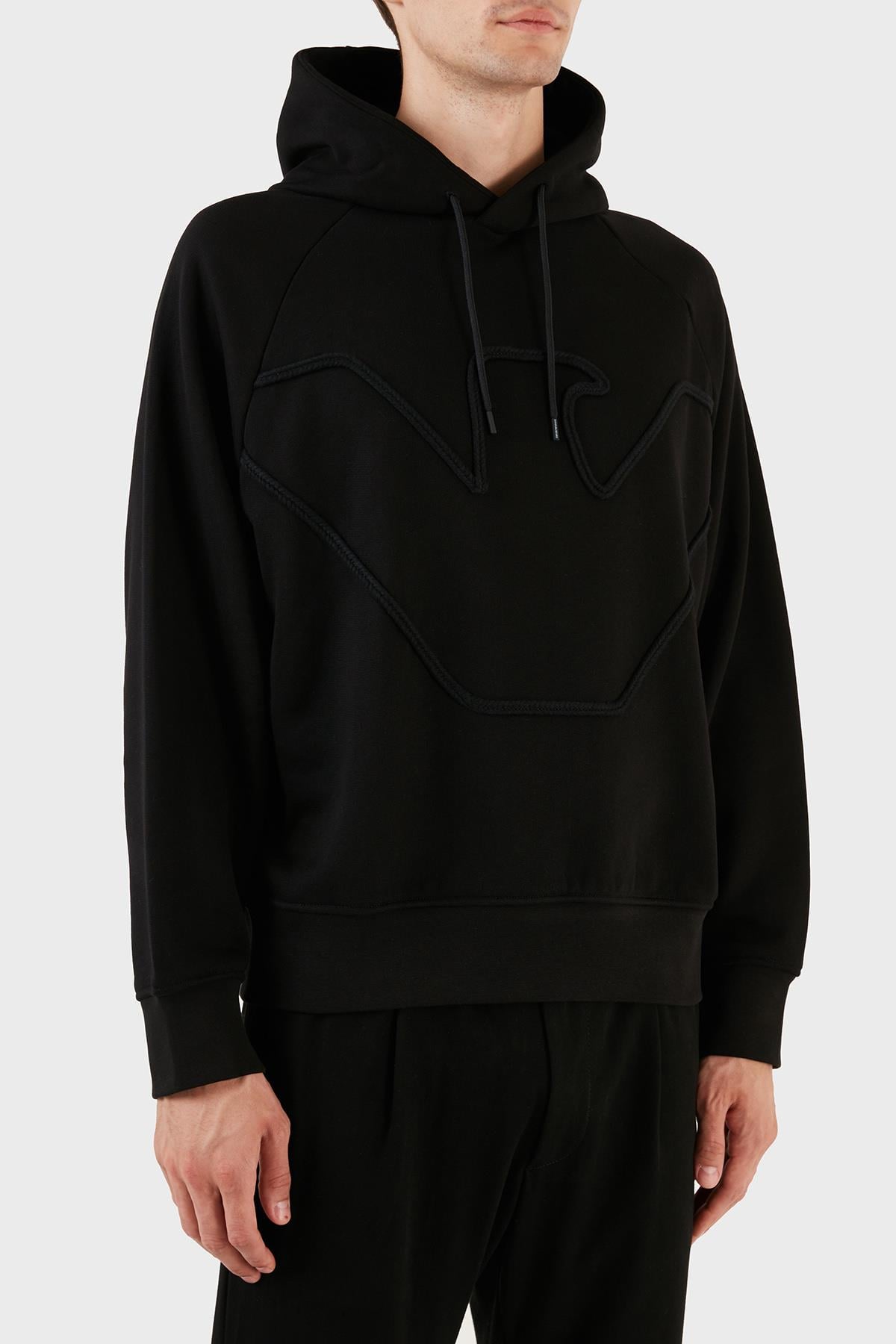 Emporio Armani Emporıo Armani Erkek Marka Logolu Uzun Kollu Rahat Siyah Sweatshirt 6R1ME4 1JWPZ-00B4