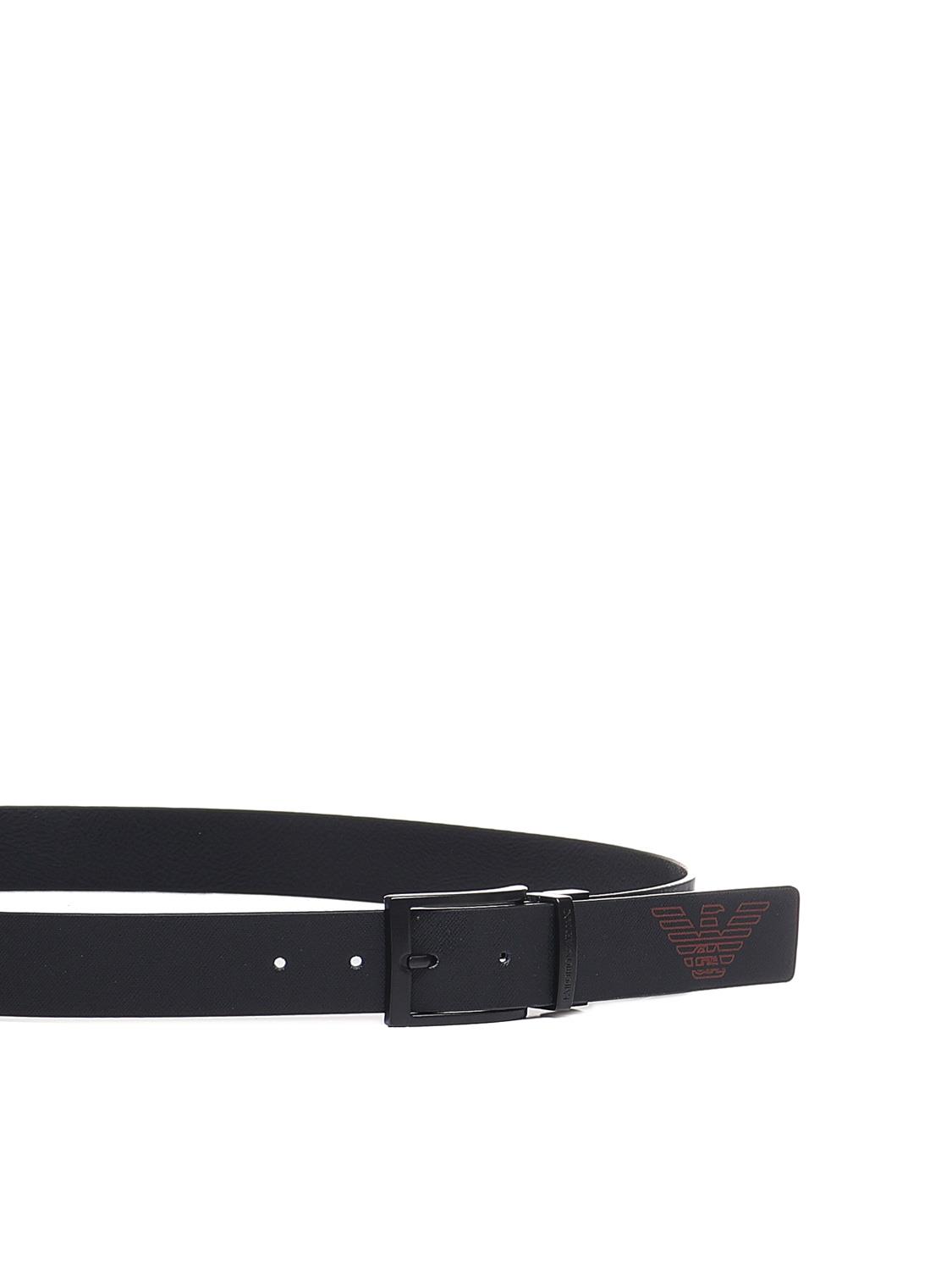 Emporio Armani Emporıo Armani Erkek Marka Logolu Deri Günlük Kullanım Siyah Kemer Y4S195 Y739K-80605