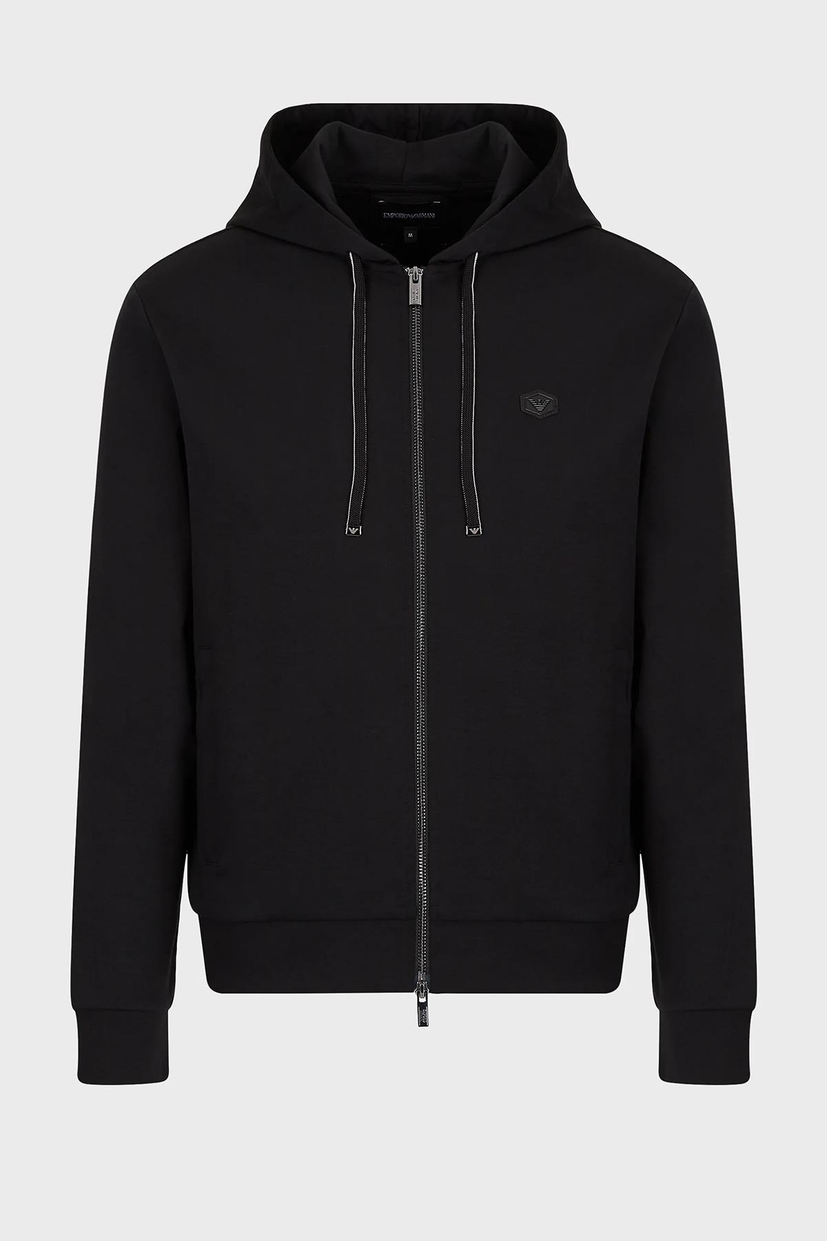 Emporio Armani Emporıo Armani Erkek Marka Logolu Uzun Kollu Rahat Siyah Sweatshirt 8N1MG0 1JBTZ-0999